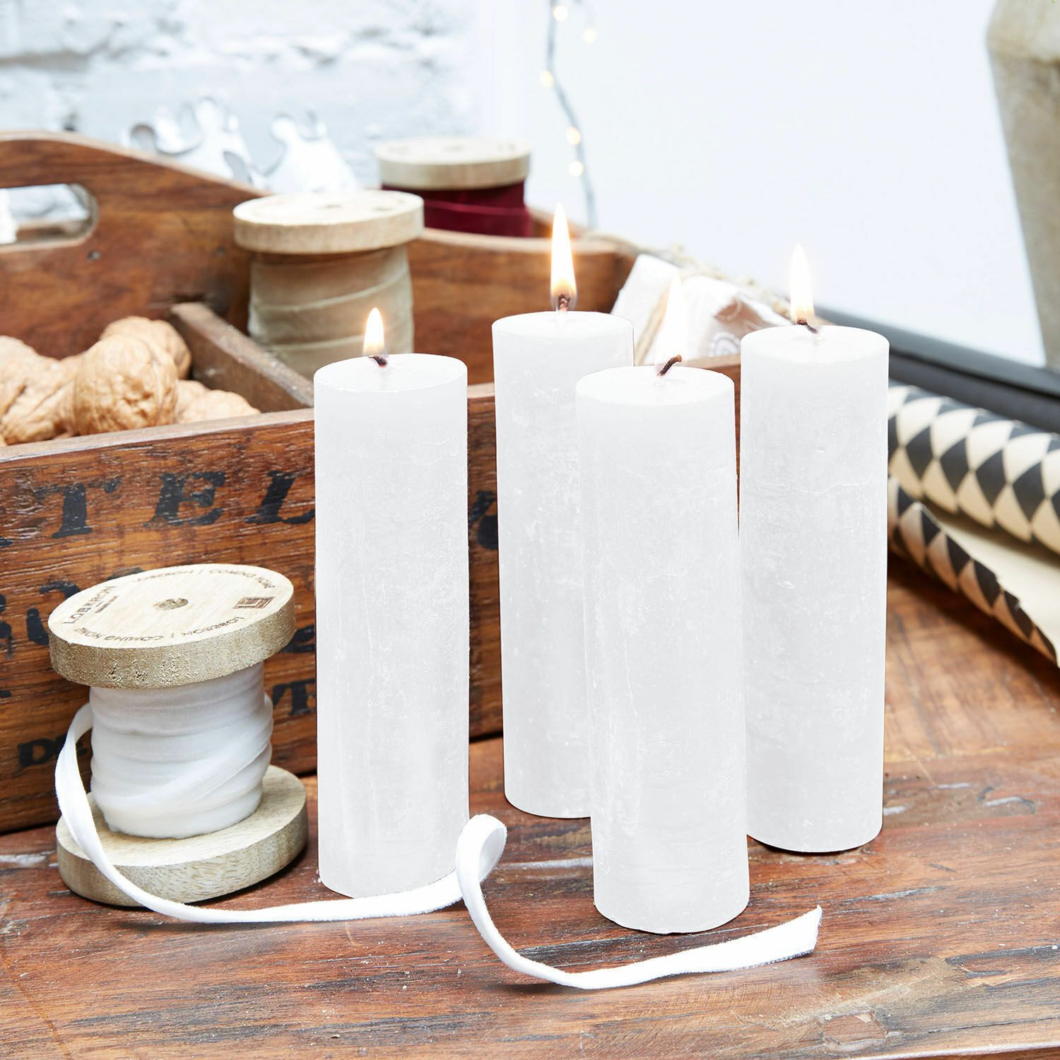 Mirabeau Stumpenkerze Kerze 4er Set Muriel creme (4er Set, 4er Set), none