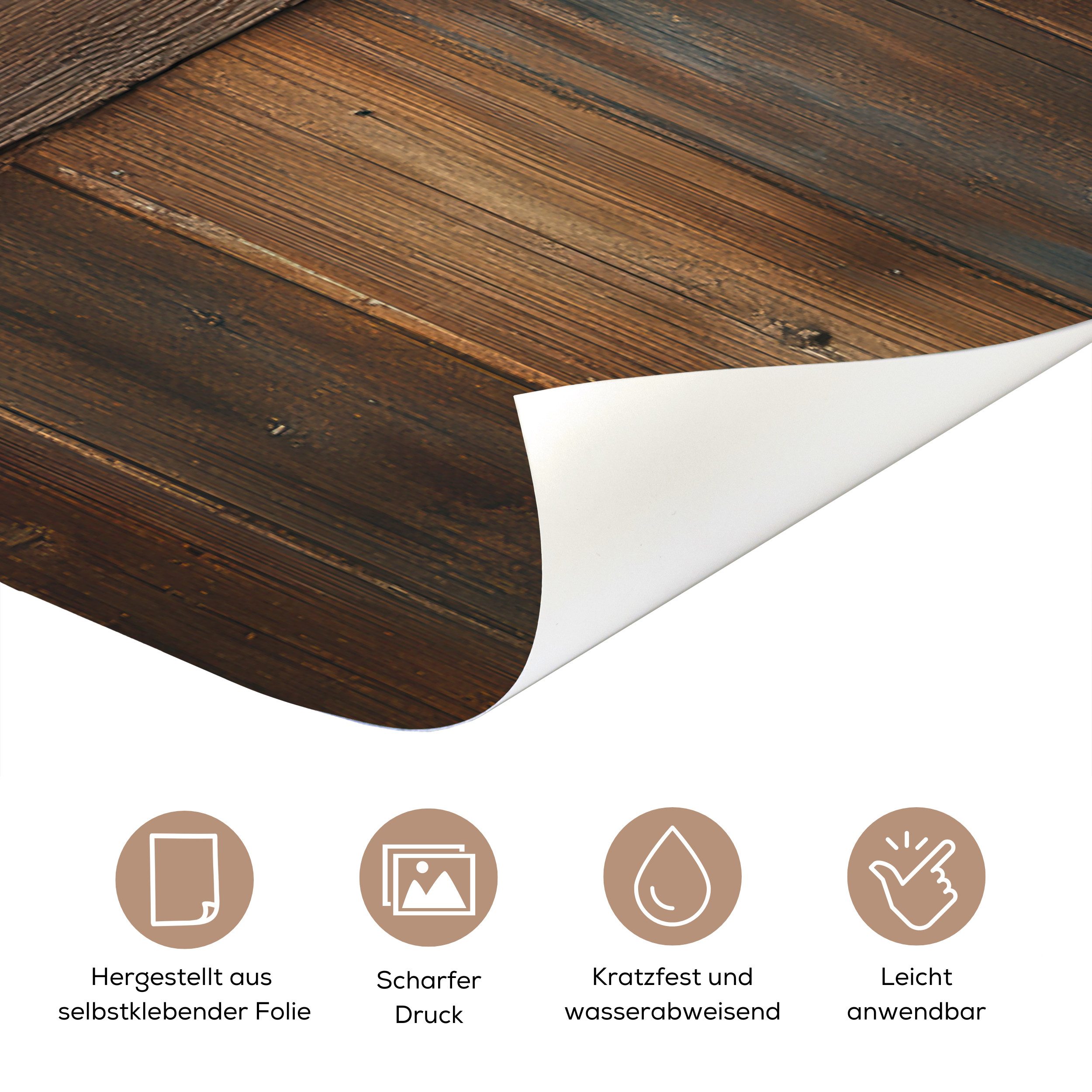 MuchoWow Türtapete Kuh - Fenster - Holz - Tiere, Matt, bedruckt, (1 St), Selbstklebende Tapete, Folie für Möbel, 70x215 cm – Bild 3 von 5