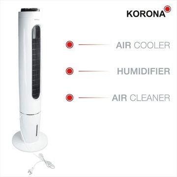 KORONA Turmventilator 81503, 4in1 Säulenventilator, Ventilator, Luftbefeuchter, inkl. Kühlpacks