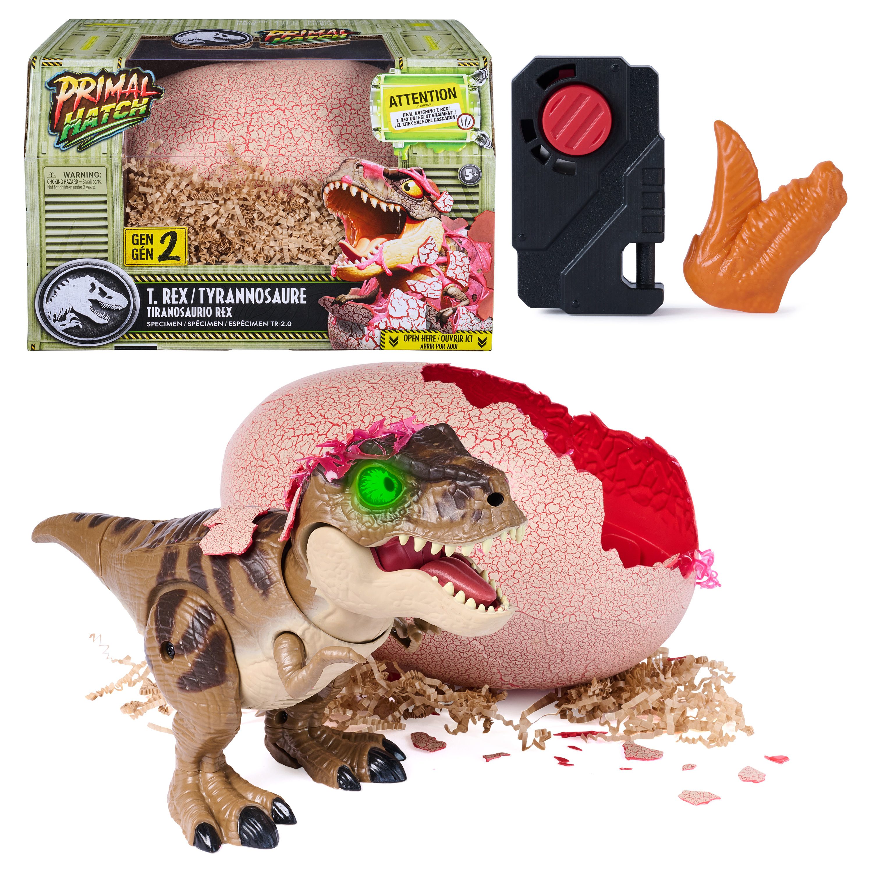 Spin Master Spielfigur Primal Hatch – Jurassic World Rebirth T-Rex im Ei