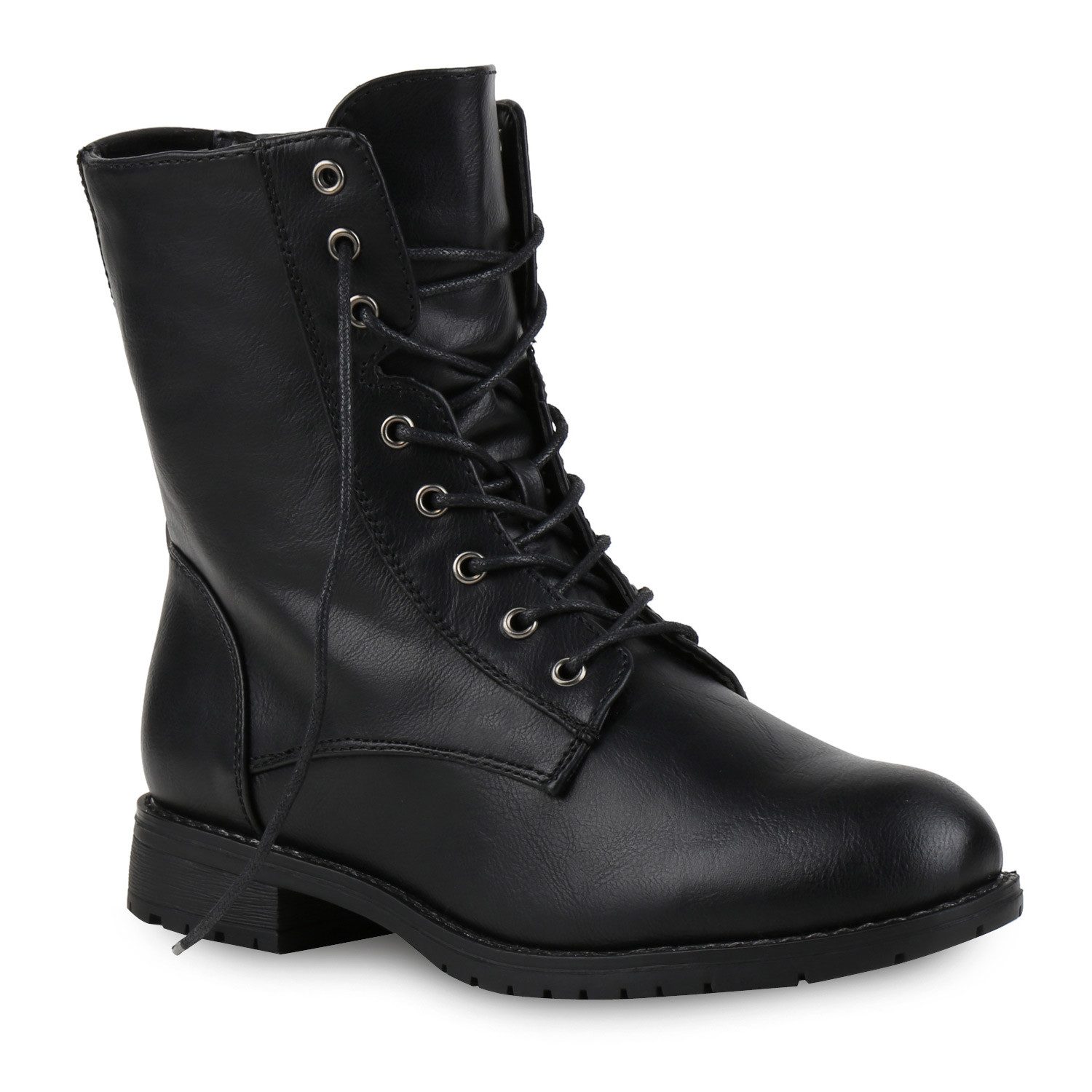 VAN HILL 812022 Schnürstiefelette Damen Schnürstiefeletten Profil Sohle Stiefeletten Leder-Optik