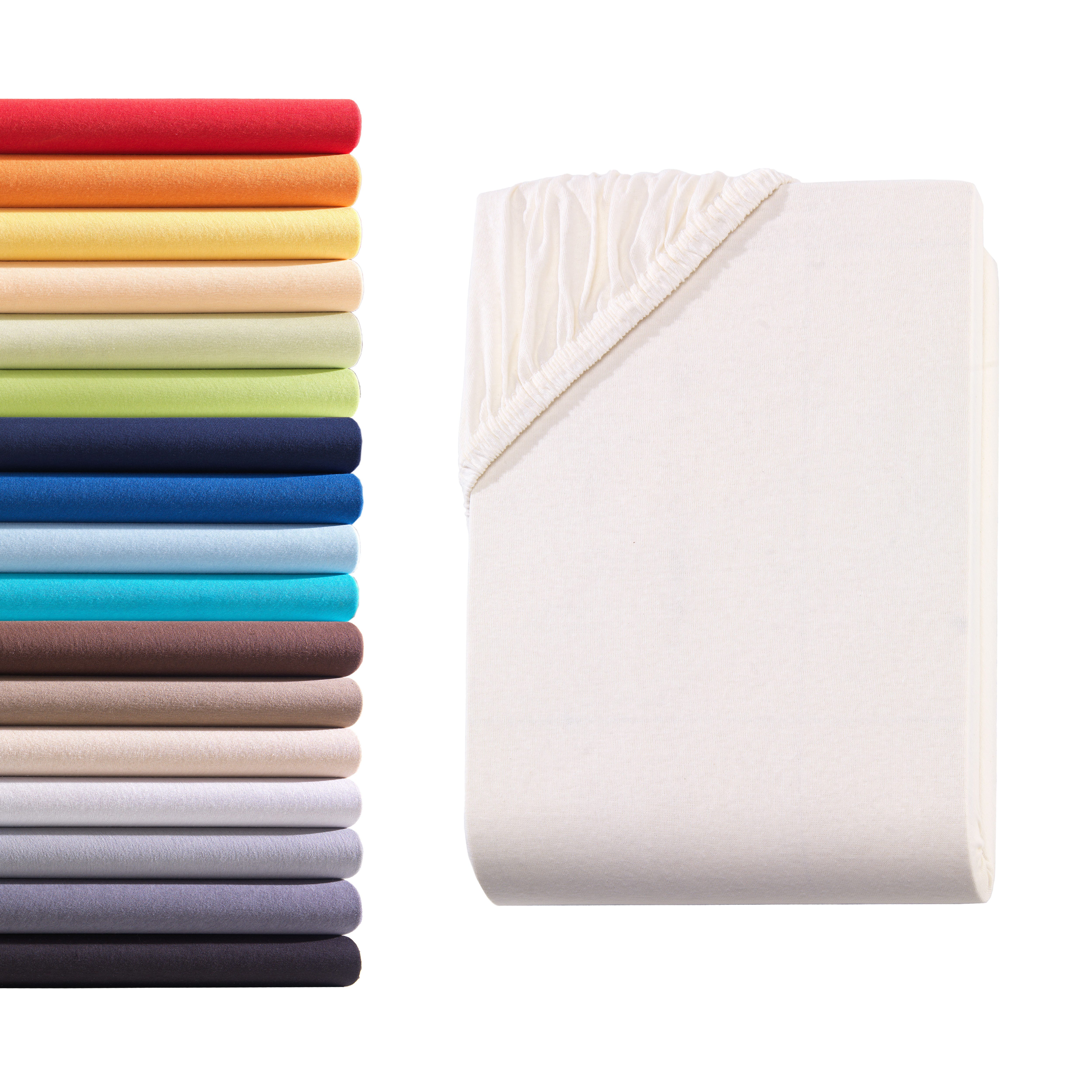 Hometex Premium Textiles Spannbettlaken für Topper bis 10cm Steghöhe, Jersey, Gummizug: Rundumgummizug, ideal für Boxspringbett Topper, 100% reine Baumwolle