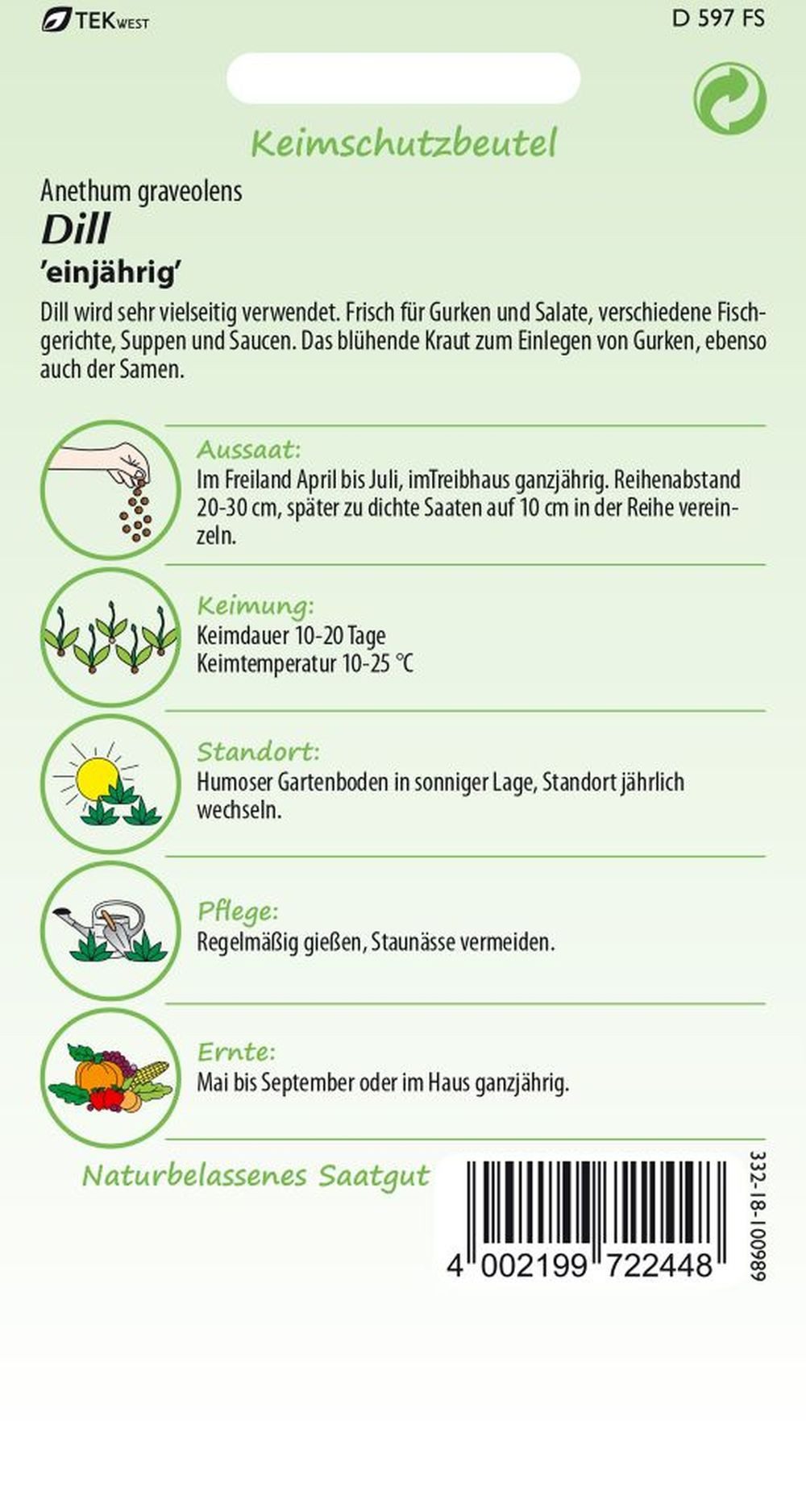 SAMEN PFANN Kräutersamen Dill - Dill-Samen Kräuter-Samen Gewürz Saatgut Sam günstig online kaufen