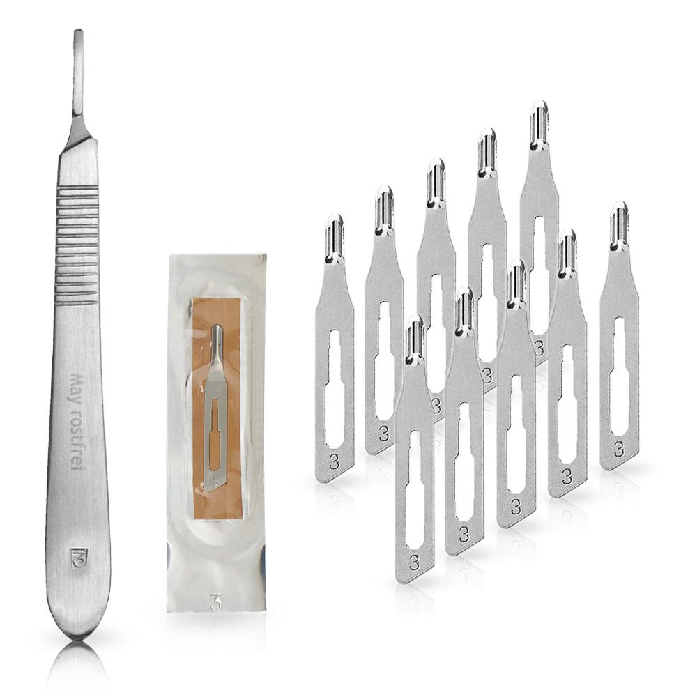 Fußraspel Set 10 x Hohlmeißelklingen - Figur 3 - einzeln steril verpackt + 1 x
