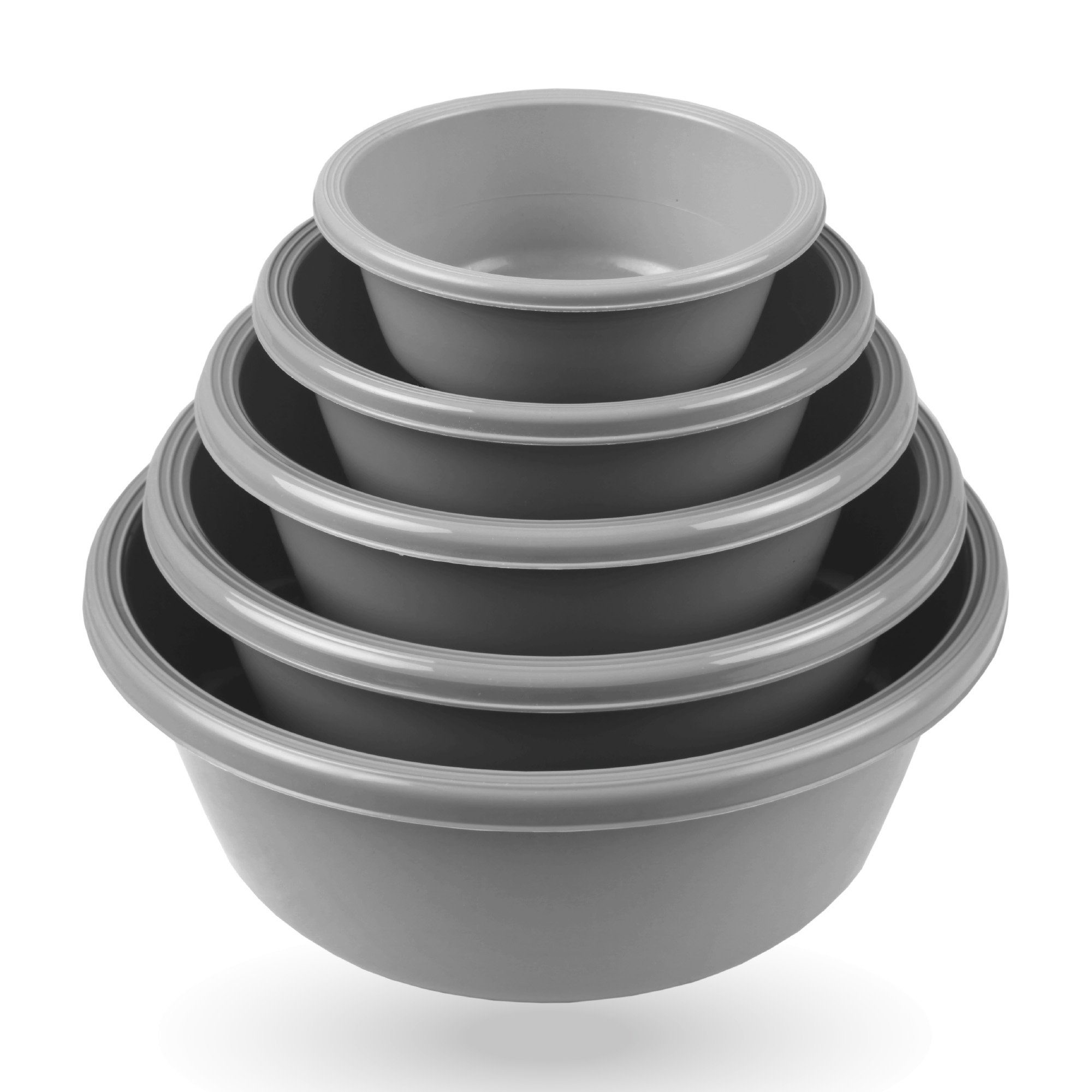 Pro Home Rührschüssel Servierschüssel (0,7L - 6L), Kunststoff, (5er Set, 5-tlg), Teigschüsseln Kunststoff Mixing Bowl Set Stapelbare Salatschüssel