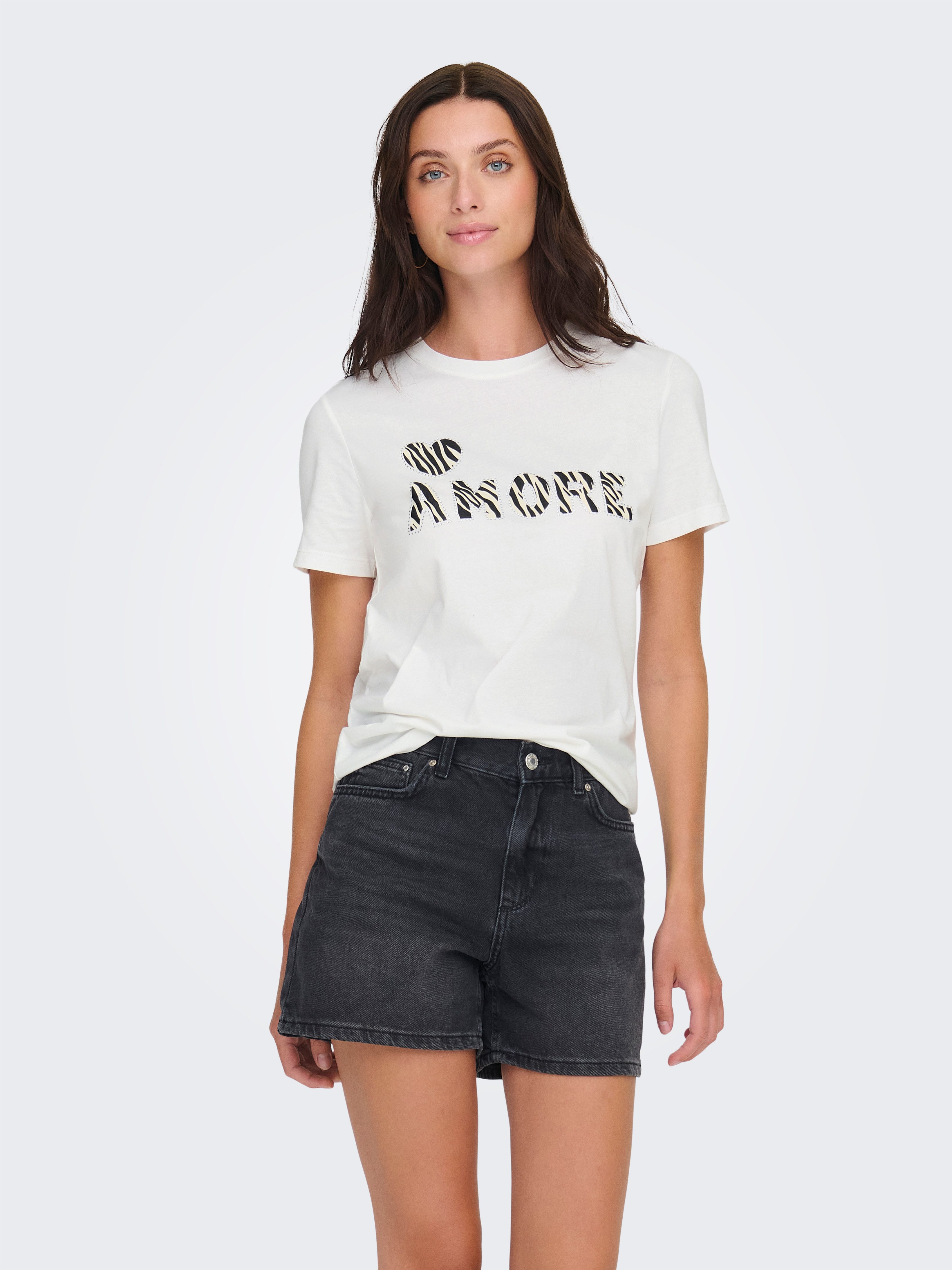 ONLY T-Shirt ONLDITTE LIFE RHNSTN S/S ANIMAL TOP JRS günstig online kaufen