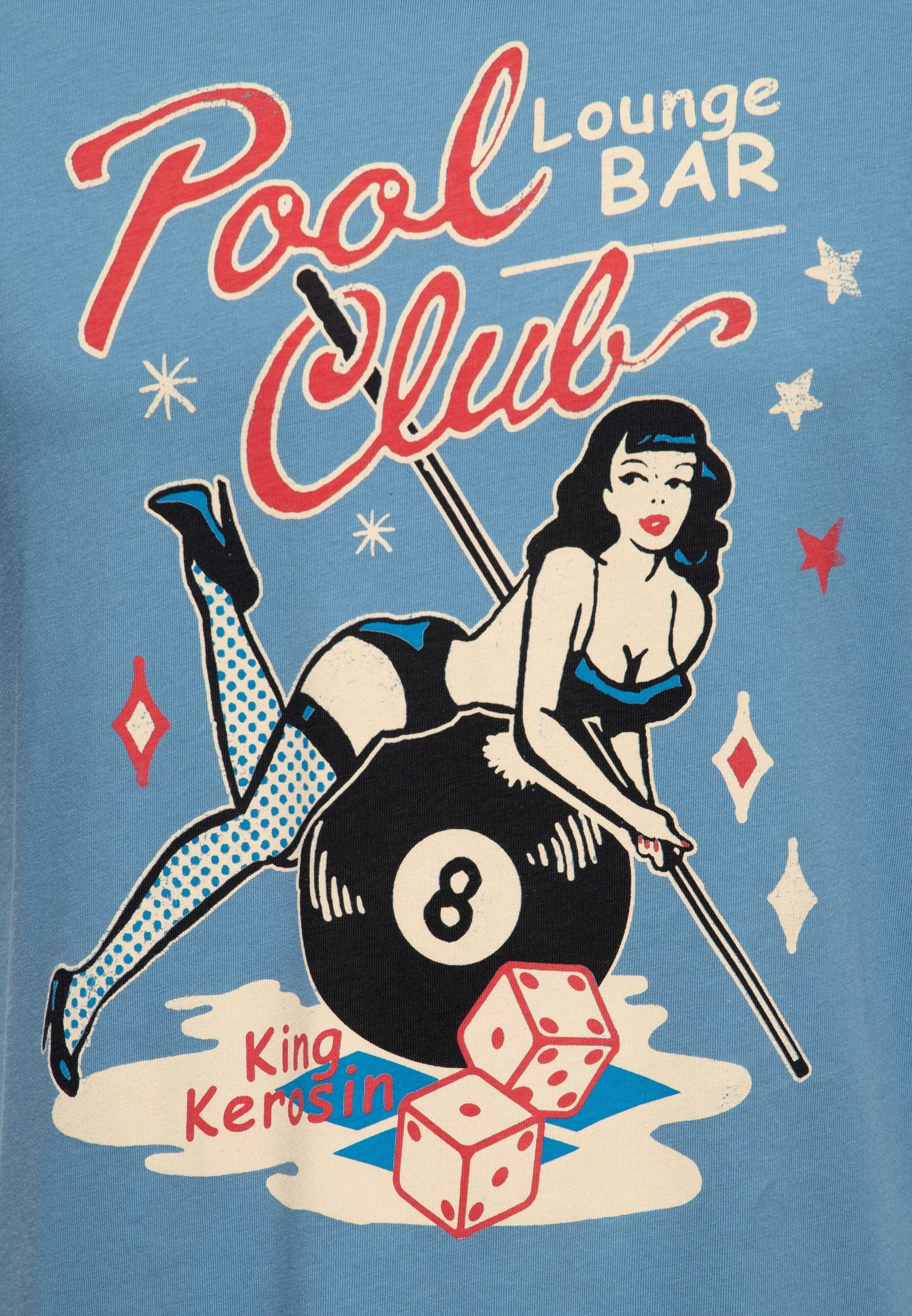mit Pool Pin-Up Artwork Club Print-Shirt KingKerosin blau
