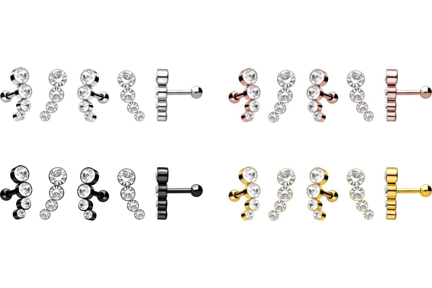 PIERCINGLINE Piercing-Set Chirurgenstahl Ohrpiercing 4 KRISTALLE (Mini-Barb günstig online kaufen