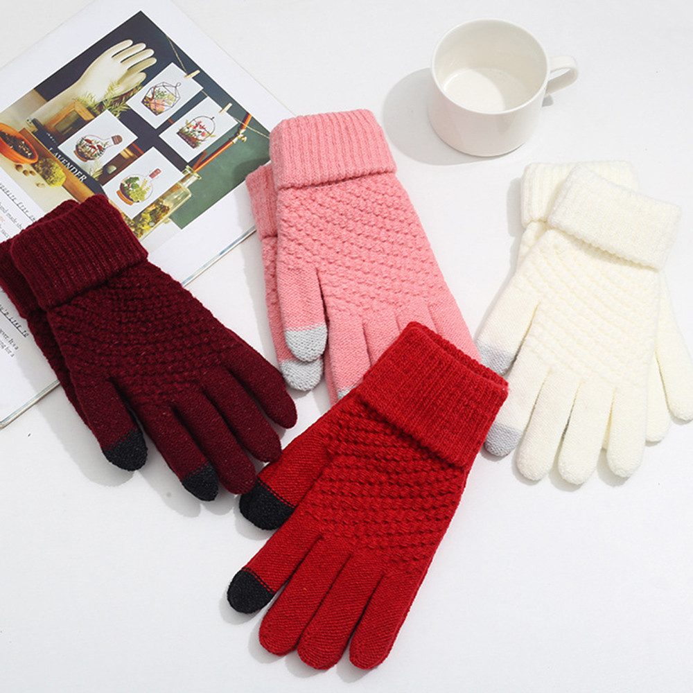 Coonoor Strickhandschuhe Herren Damen Winterhandschuhe Touchscreen Fleecehandschuhe (Flexible und Angenehm Weiche Elastisch Fingerhandschuhe) Geeignet für Winter Running und Outdoor Aktivitäten