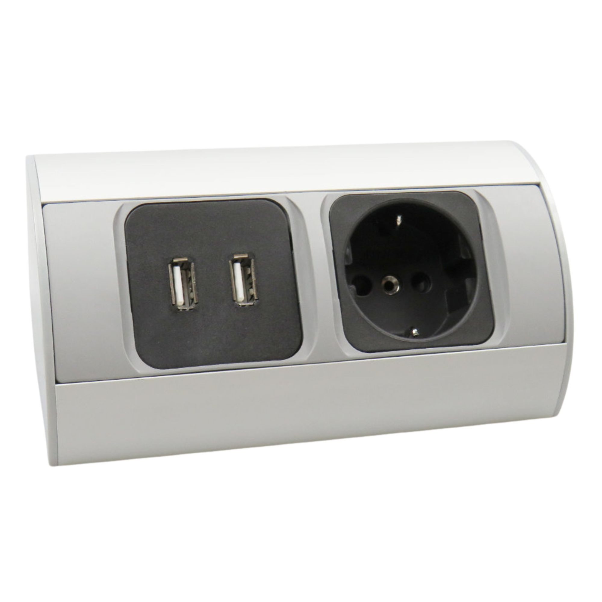 kalb Steckdose 2-fach Ecksteckdosenleiste, 1x 230V Steckdose & 2x USB Anschluss
