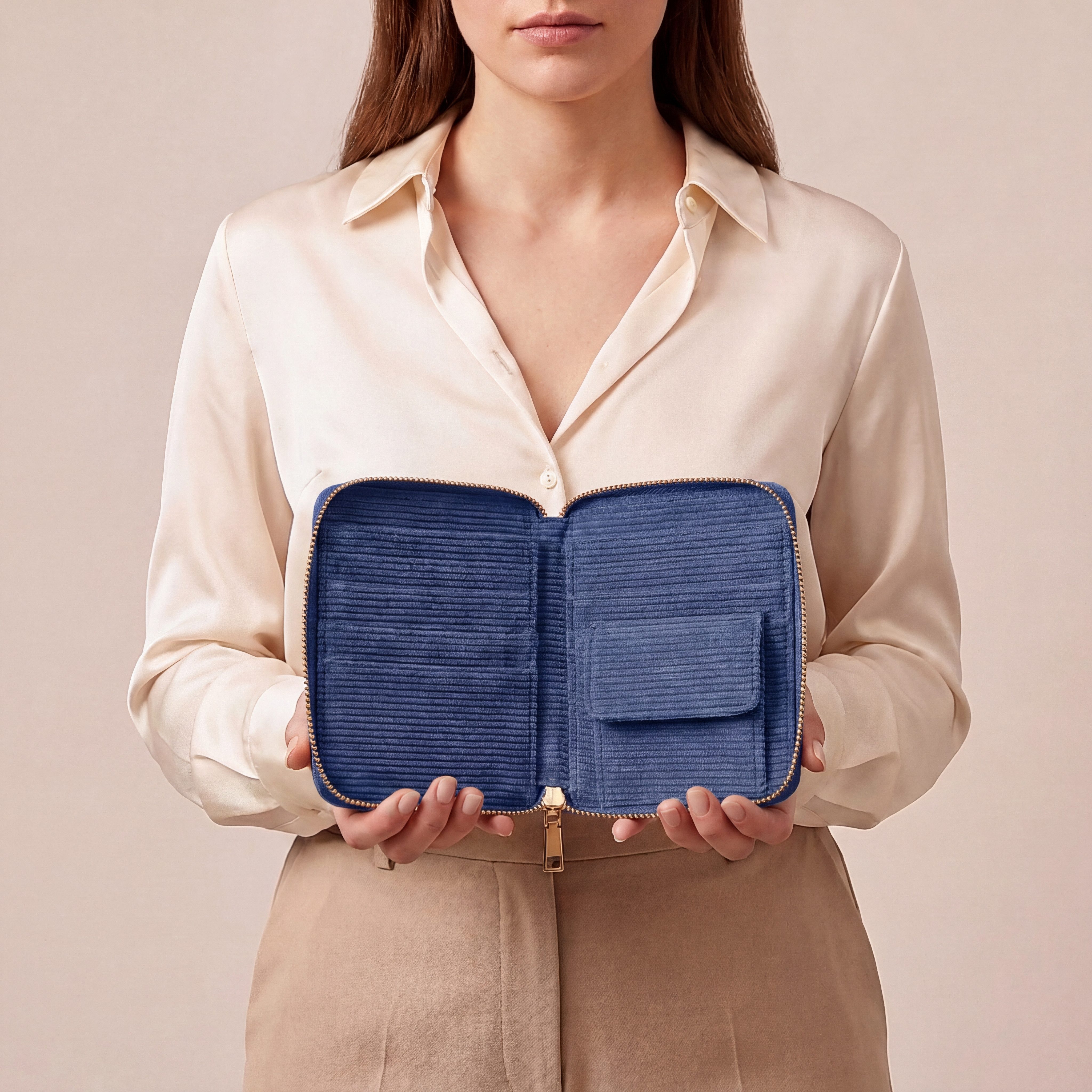 MillyMilk Geldbörse FONDO MEDIUM – Damen Cord Geldbeutel – Stoff Portemonnaie, Cord-Geldbörse mit stabiler Form, viel Platz und Reißverschluss. – Bild 3 von 5