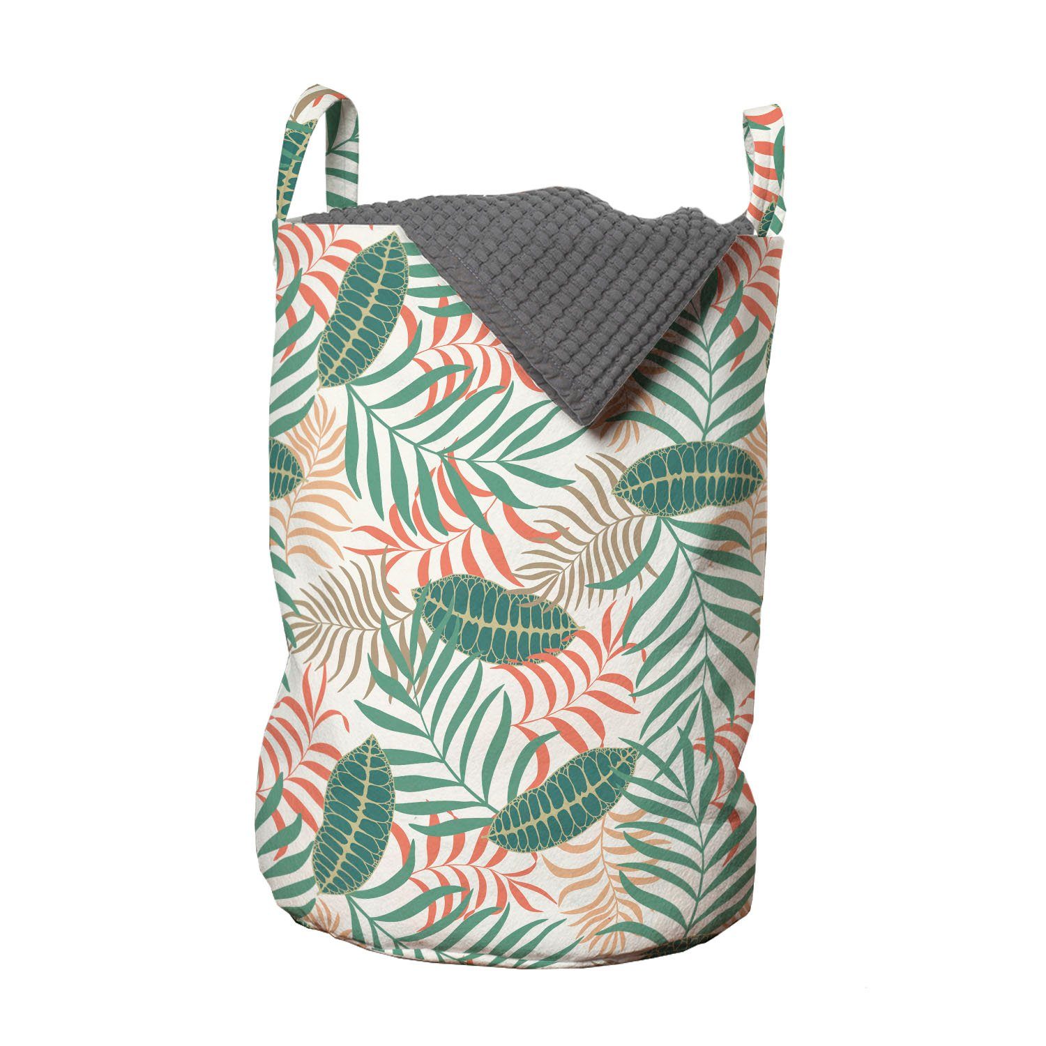 Abakuhaus Wäschesäckchen Wäschekorb mit Griffen Kordelzugverschluss für Waschsalons, Tropisch Jungle Botanik Leafage Kunst