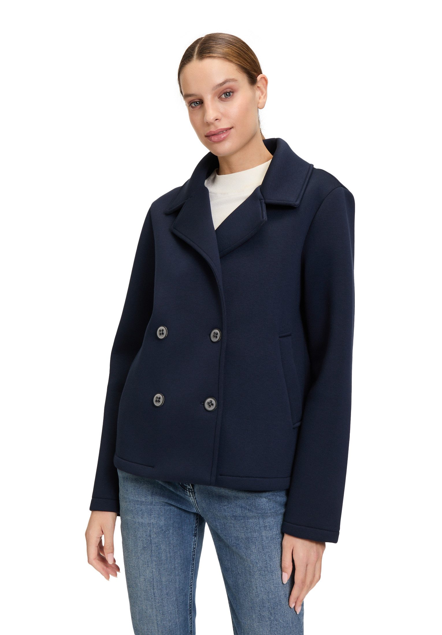 Canvasjacke Amber & June Damen Blazer-Jacke mit Reverskragen
