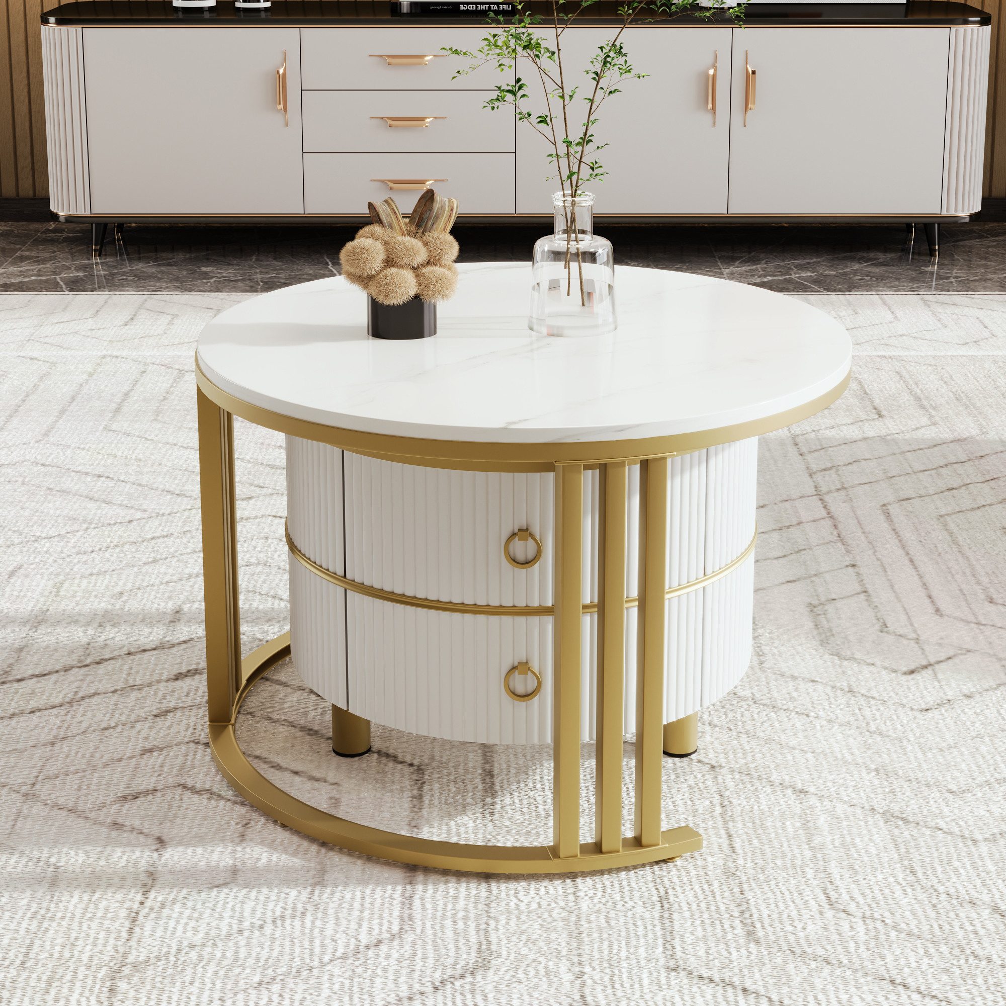 OKWISH Couchtisch 2-in-1 runder Couchtisch (Beistelltisch günstig online kaufen