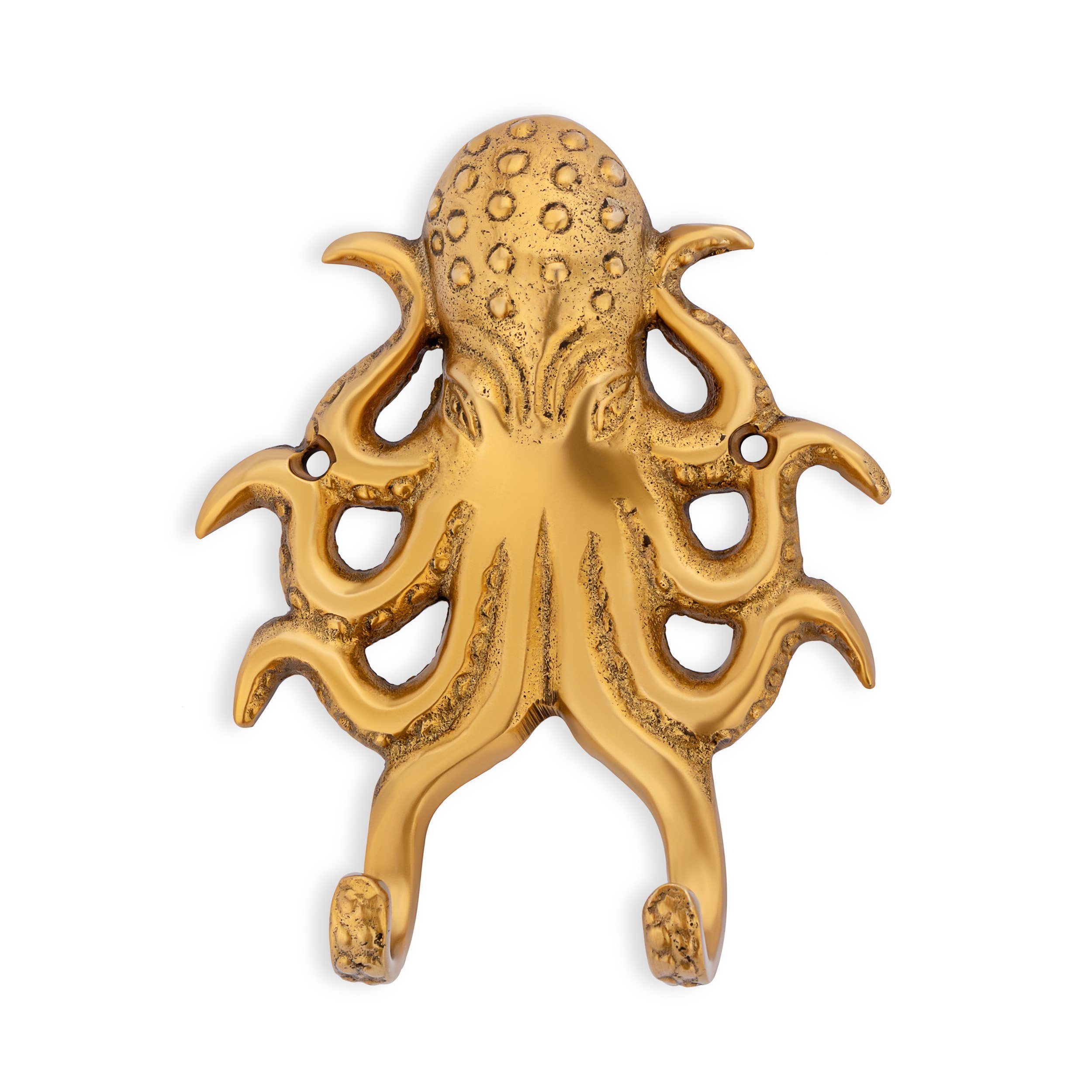 NKlaus Dekofigur Doppelhaken Krake Messing antik 12,5 x 9,5cm Kleiderhaken Maritim Hake, Made in Germany