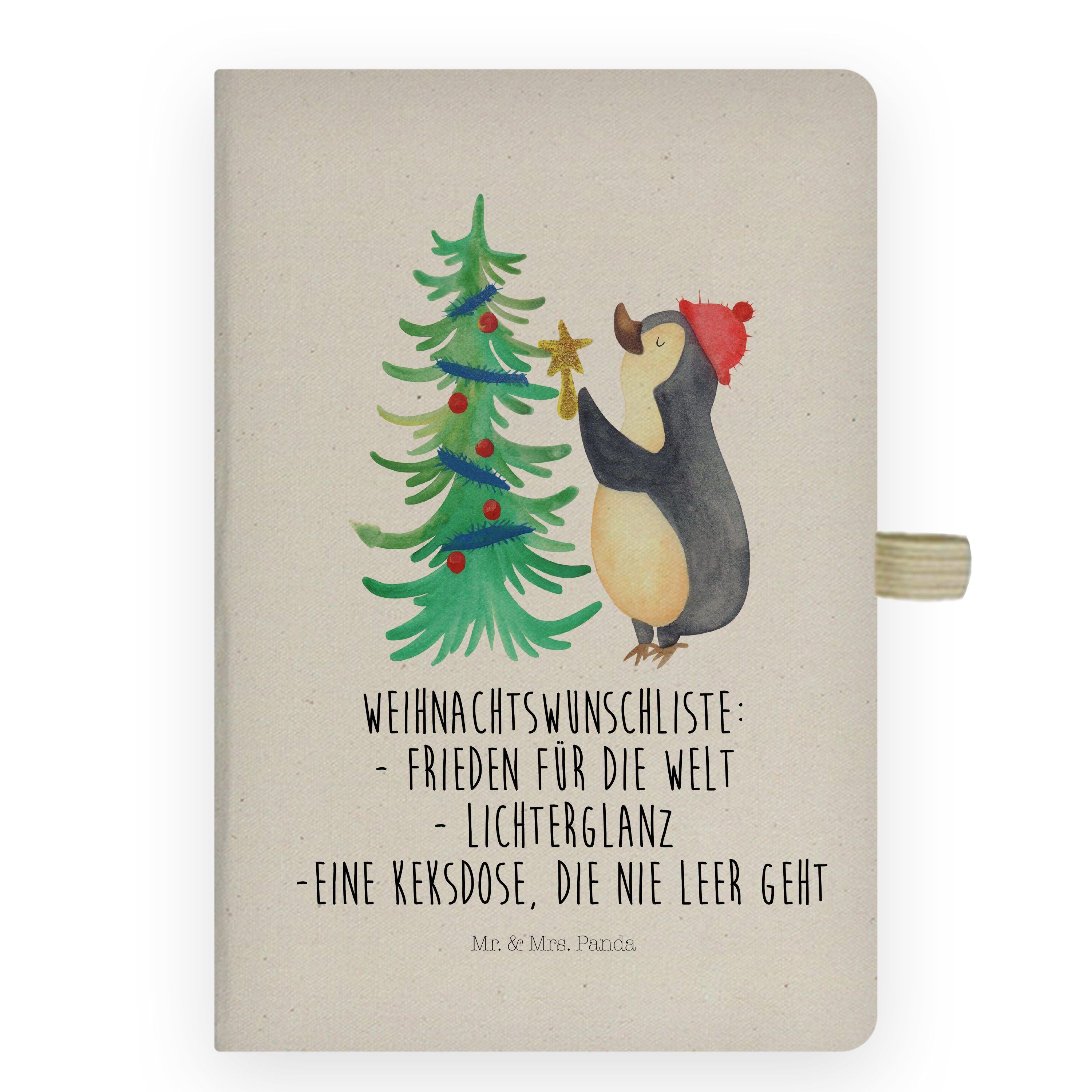 Mr. & Mrs. Panda Notizbuch Pinguin Weihnachtsbaum - Transparent - Geschenk, Notizblock, Winter, Mr. & Mrs. Panda