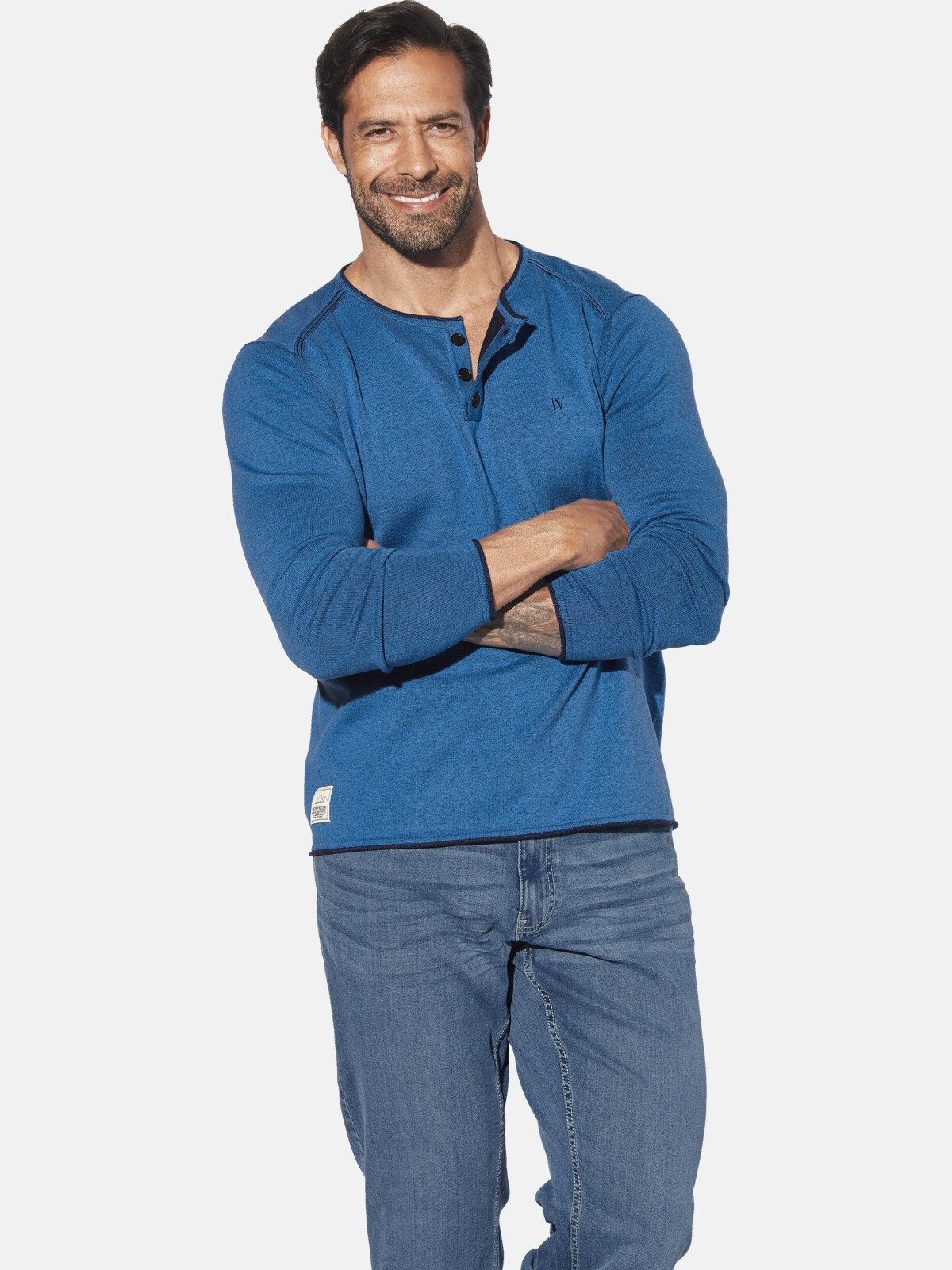 Jan Vanderstorm Strickpullover AKSELBERG mit Knopfleiste