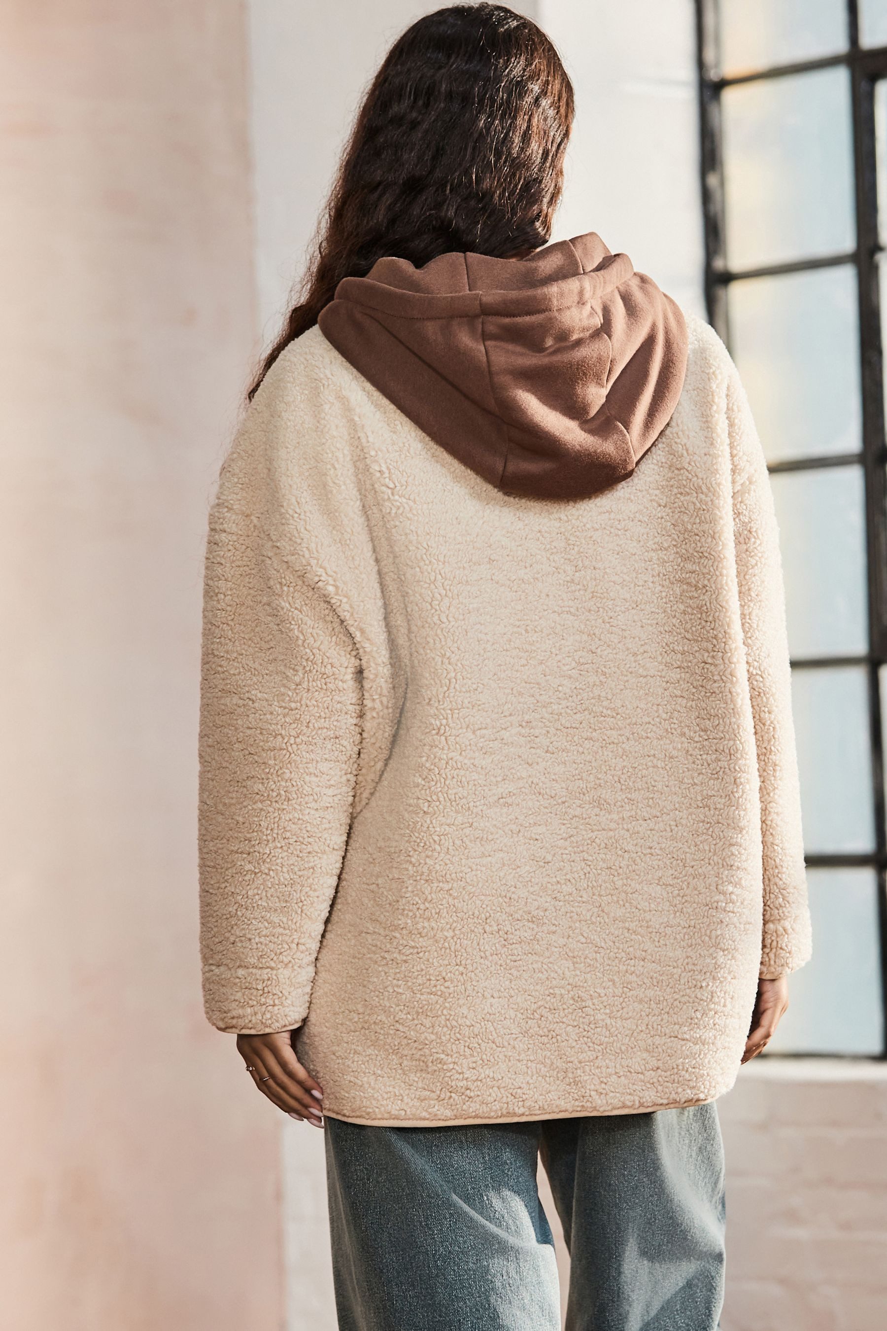 Next Kapuzenfleecejacke Teddyfelljacke mit Jerseykapuze (1-St) günstig online kaufen