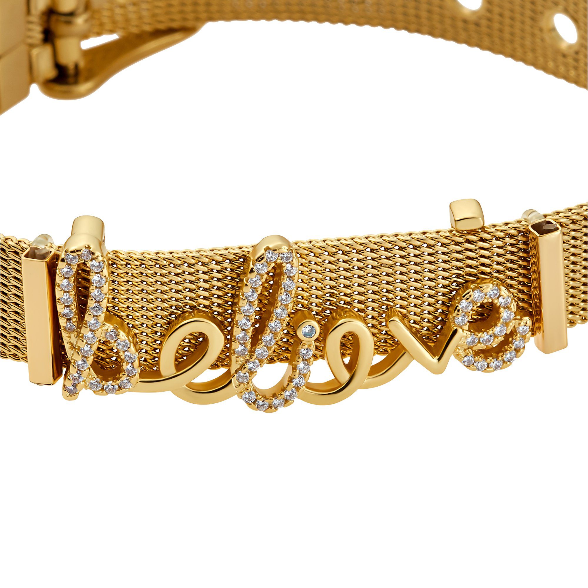 Heideman Armband Mesh Armband Believe sind poliert Geschenkverpackung), goldfarben austauschbar inkl. (Armband, Charms