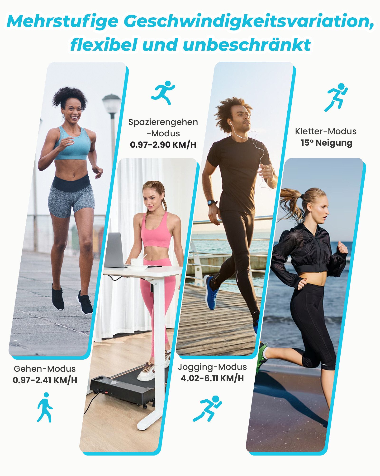 iscooter Laufband Laufband für Walking und Jogging,bis 6/12 km/h (1-tlg), Leicht und einfach zu verstauen