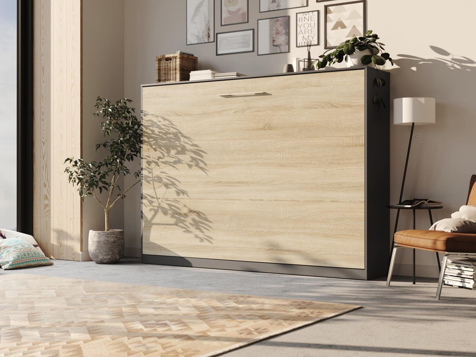 SMARTBett Schrankbett Frotto140x200H Gasdruckfeder Klappbett Doppelbett (1-St., Schrankbett) stk