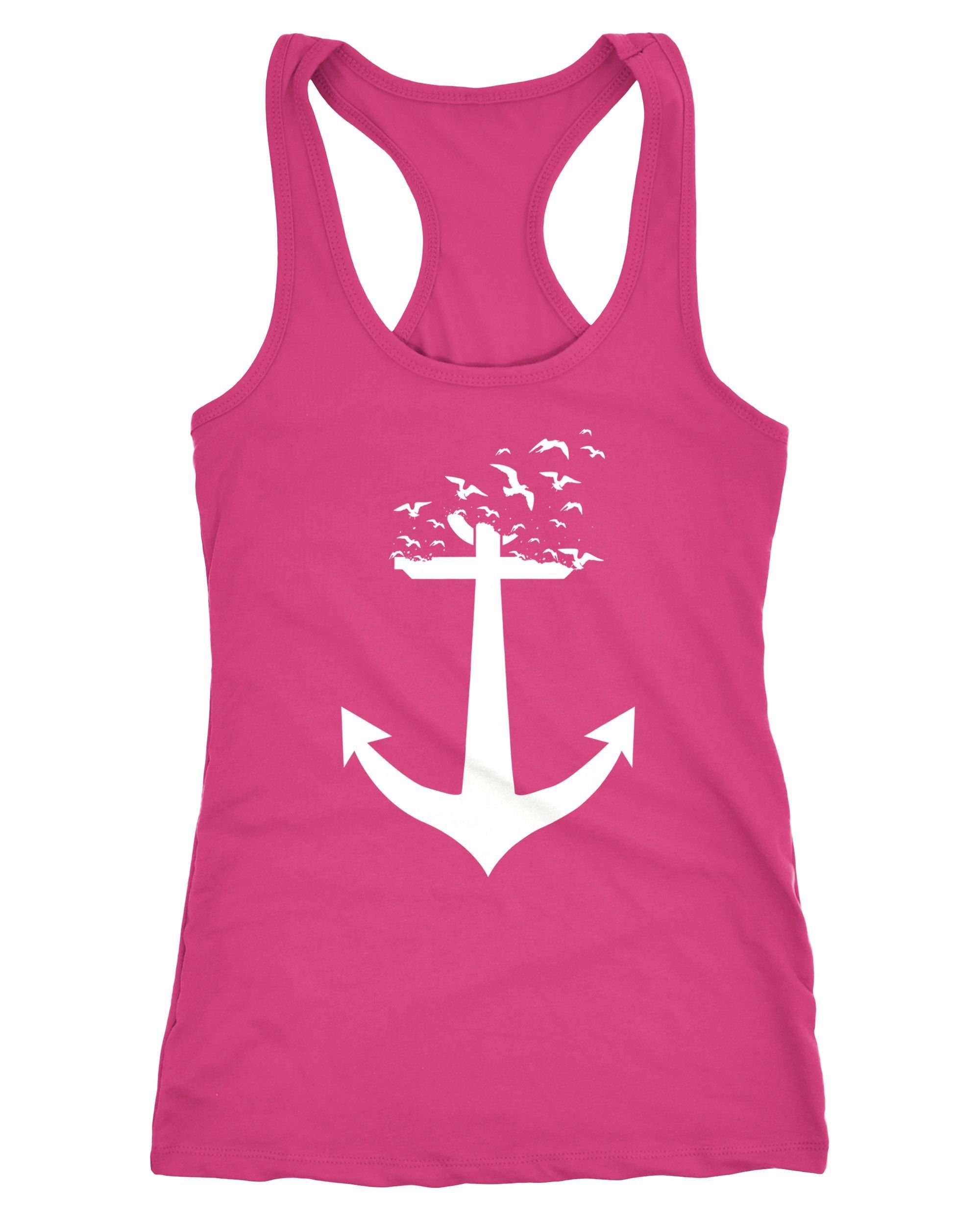 Neverless Tanktop Damen Tank-Top Anker Vögel Anchor Birds Racerback Neverless®