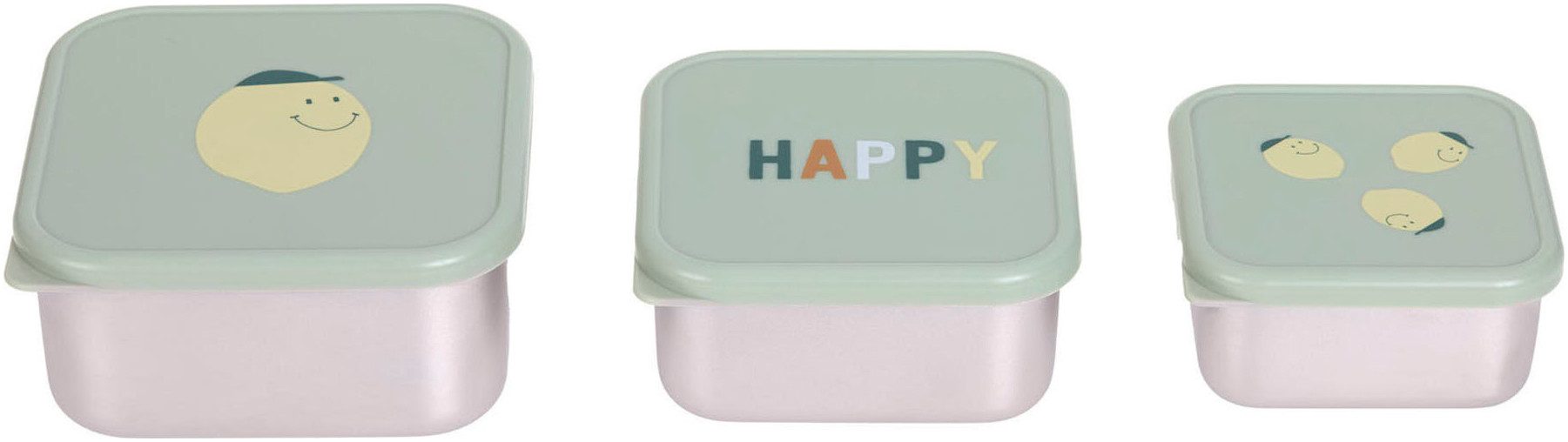 LÄSSIG Lunchbox Happy Fruits, Lemon, Edelstahl, Polyprophylen (PP), (3-tlg)