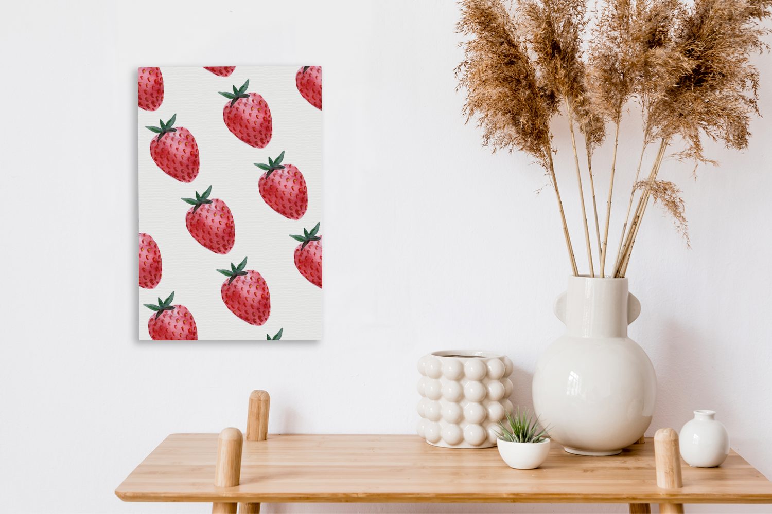 OneMillionCanvasses® Leinwandbild Erdbeere - (1 Gemälde, cm Wasserfarbe St), 20x30 inkl. fertig bespannt Weiß, - Leinwandbild Zackenaufhänger