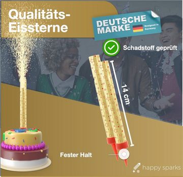 happy sparks® Geburtstagskerze 12x Sprühkerzen - Eissterne Kat. F1 - Zaubersterne Silvester Hochzeit (Packung, 12-tlg., 12x Eissterne)