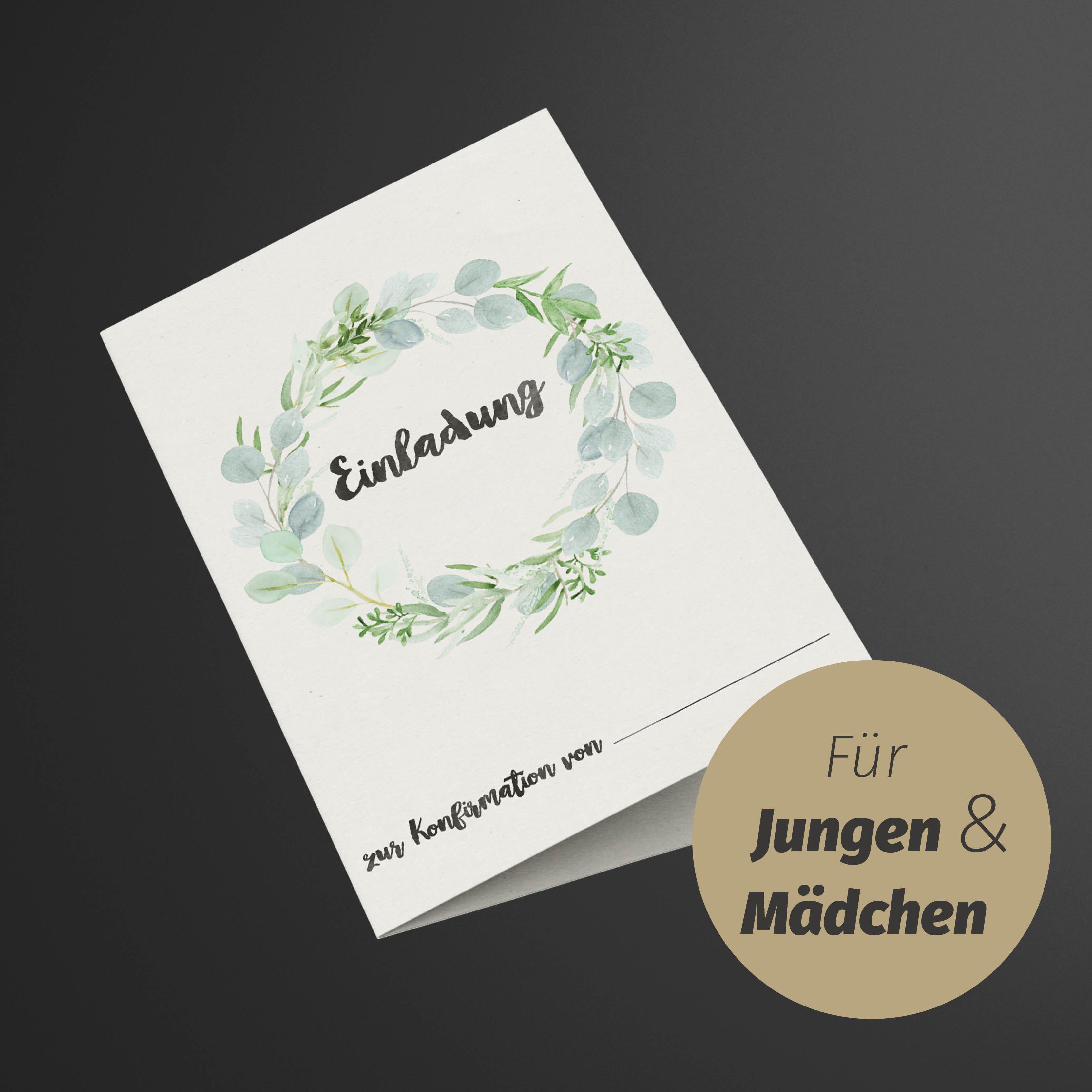 Konfirmation Mit Konfirmationskarte Eukalyptus, - bigdaygraphix Ausfüllen 10 zum Lückentext zur Einladungskarten