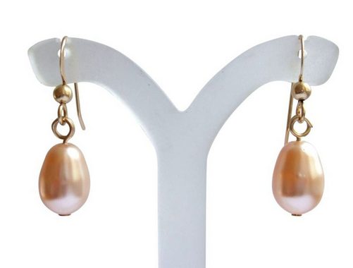 Gemshine Paar Ohrhänger »Perlen Tropfen POWDER ROSE«, Made in Germany