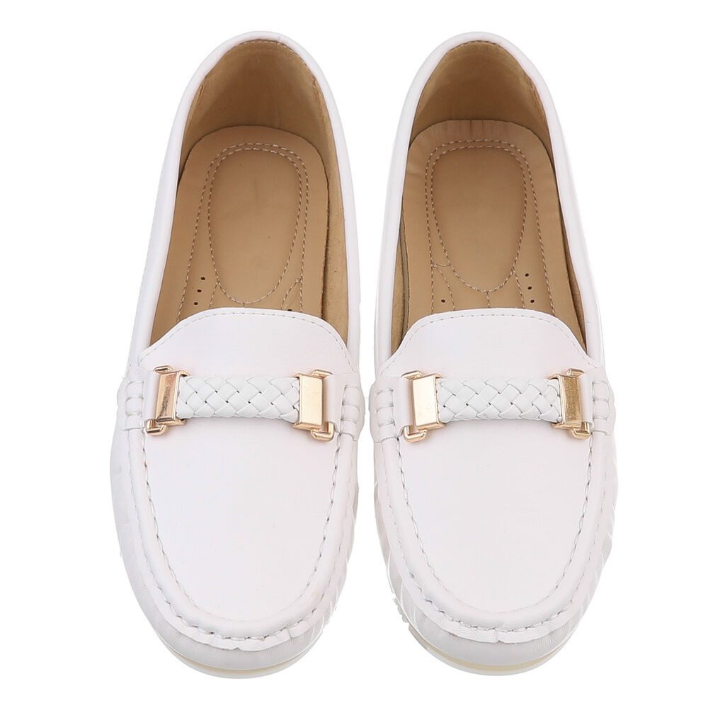 Ital-Design Eleganter Slipper – Bequeme Alltagsschuhe für Damen Slipper (89368807) Flach Mokassins in Weiß
