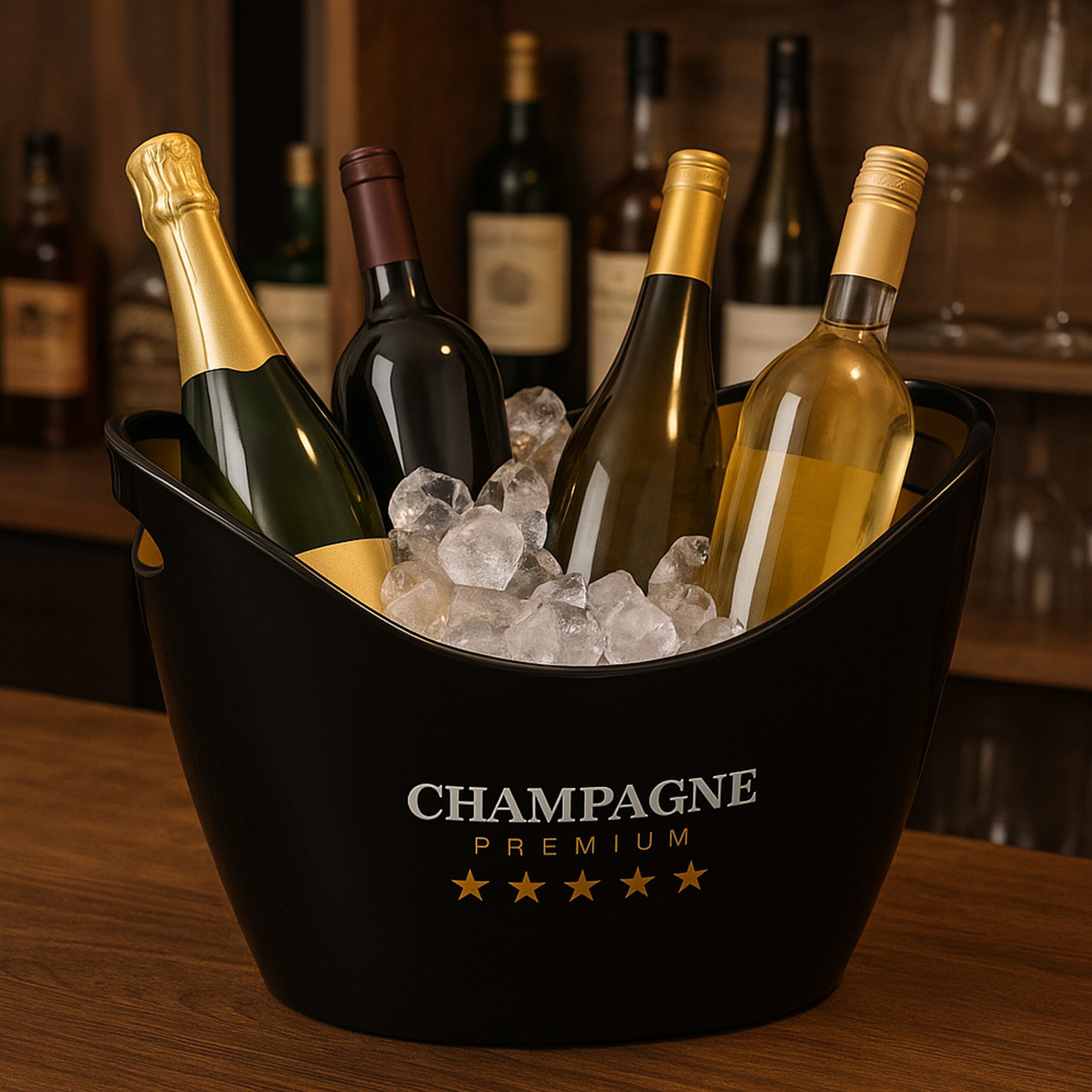 relaxdays Wein- und Sektkühler Sektkühler 8l in Schwarz und Gold