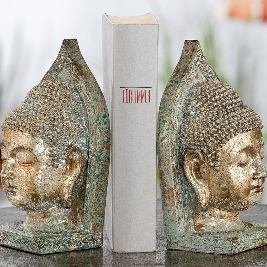 GILDE Buchstütze Buchstütze Buddha (Set, 2 St., 2 Stück), antikfinish Look