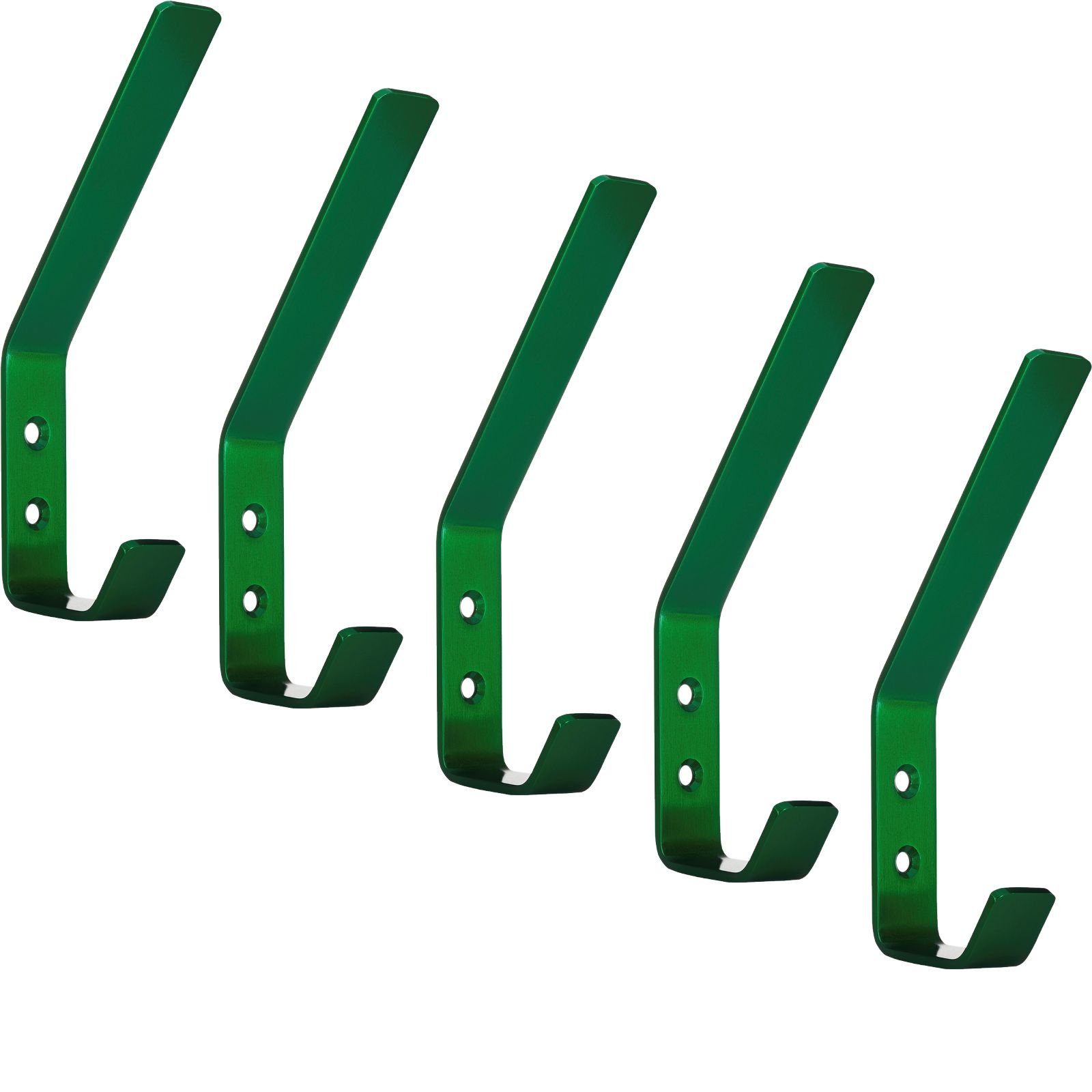 SO-TECH® Kleiderhaken doppelter Wandhaken, Edelstahl, 142 x 20 x 45 mm, (5-St), großer Jackenhaken mit abgerundeten Kanten grün