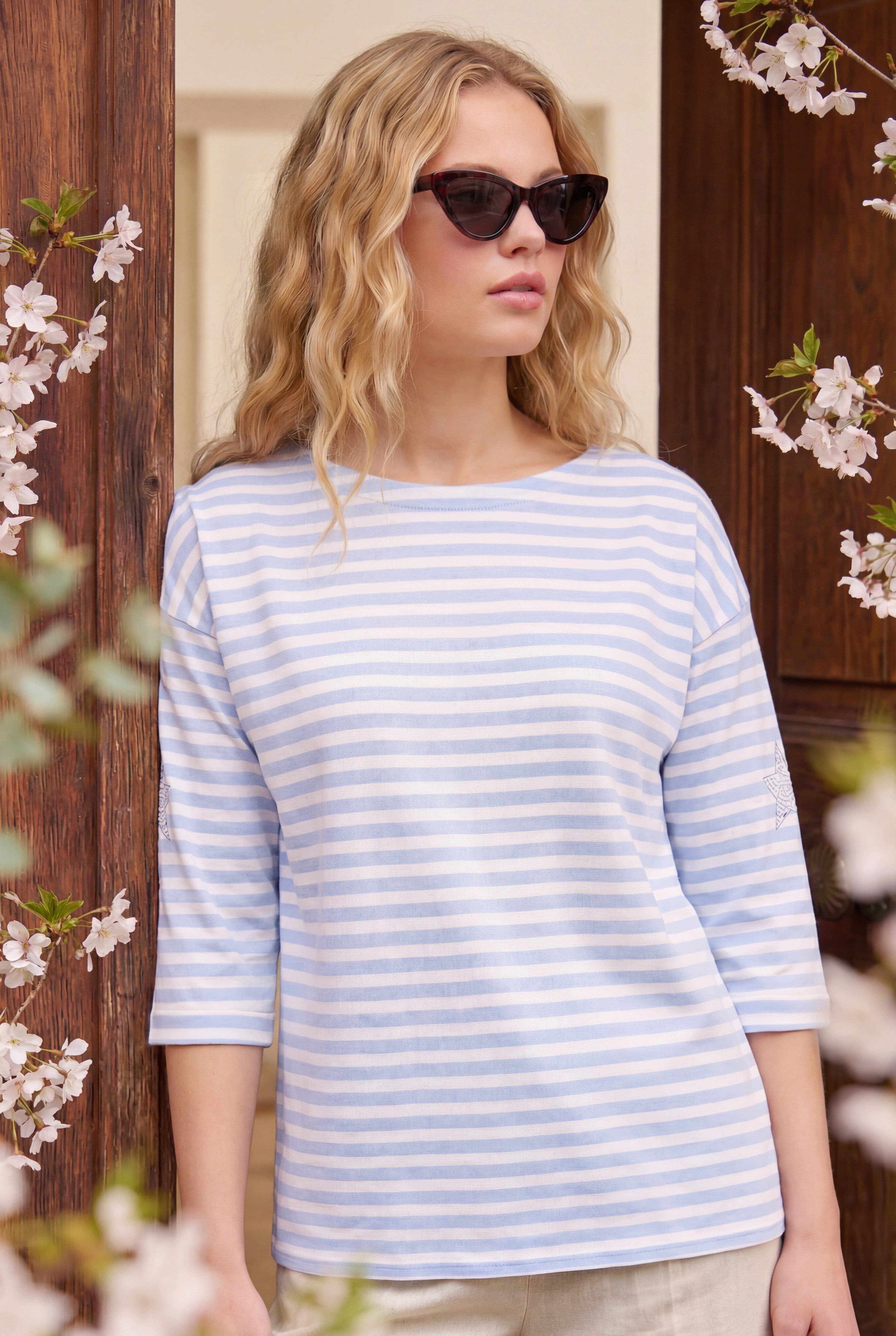 six-o-seven T-Shirt Baumwolle Modal 3/4 T-Shirt mit Trend maritim Streifen Frühling