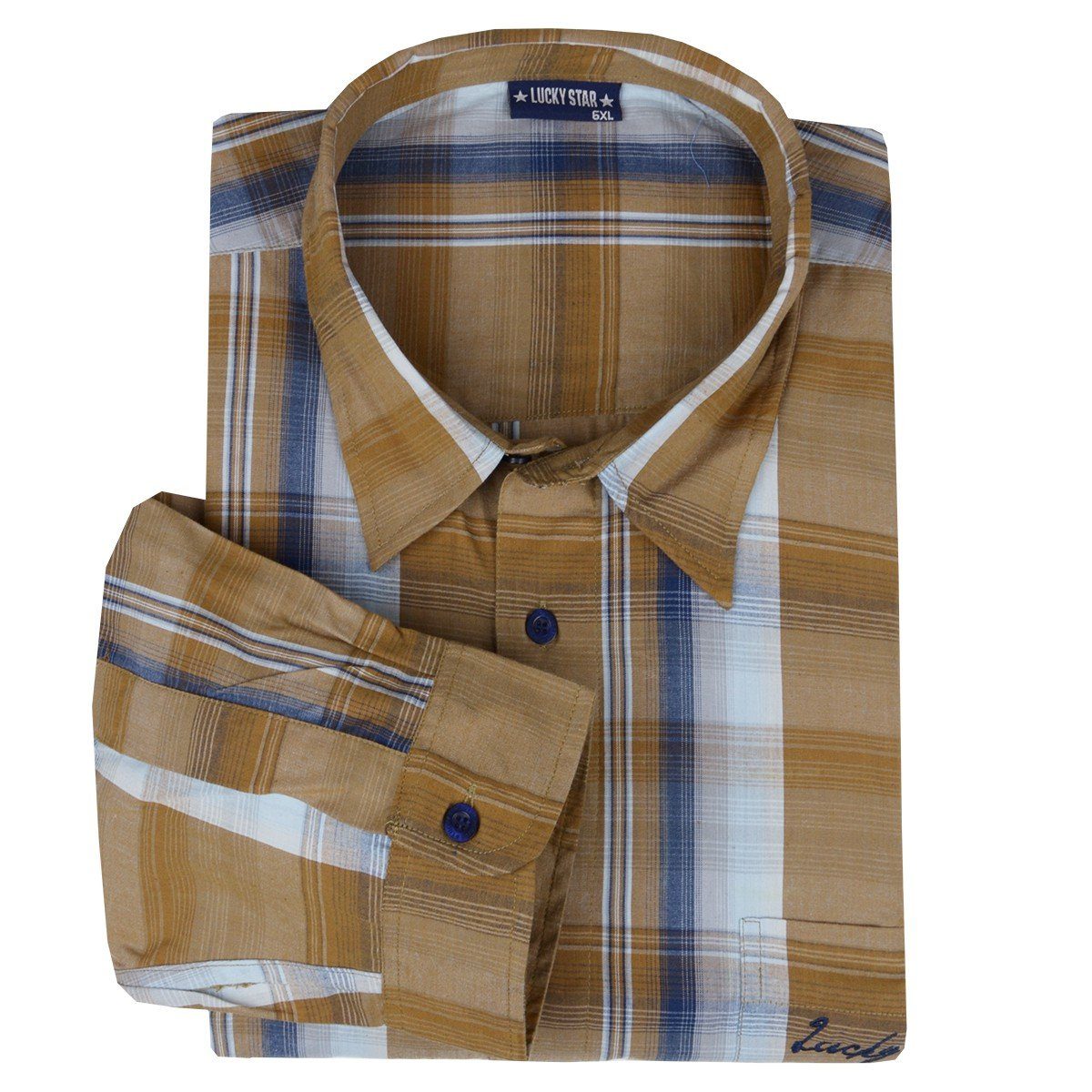 Lucky Star Langarmhemd Langarmhemd kariert von Lucky Star in ocker-hellblau günstig online kaufen