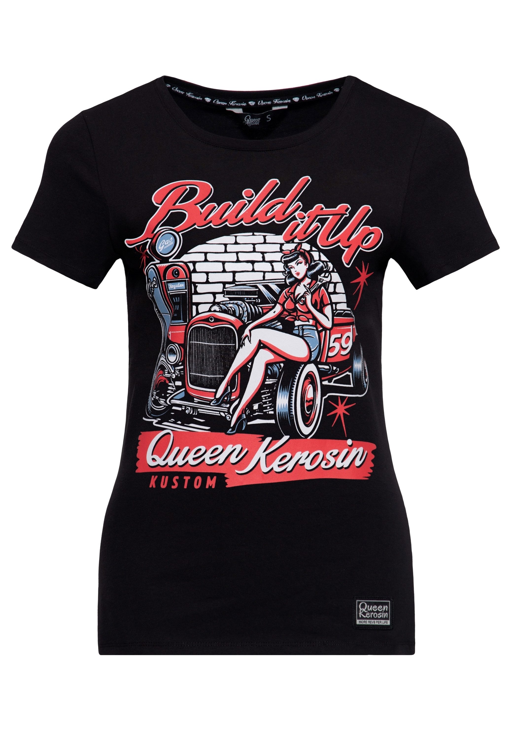 QueenKerosin Print-Shirt Build It Up (1-tlg) mit Hotrod und Pin-Up Artwork günstig online kaufen