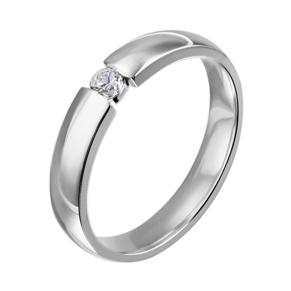 Silberring 925/- Verlobungsring mit Spannfassung und funkelndem Zirkonia (synth)