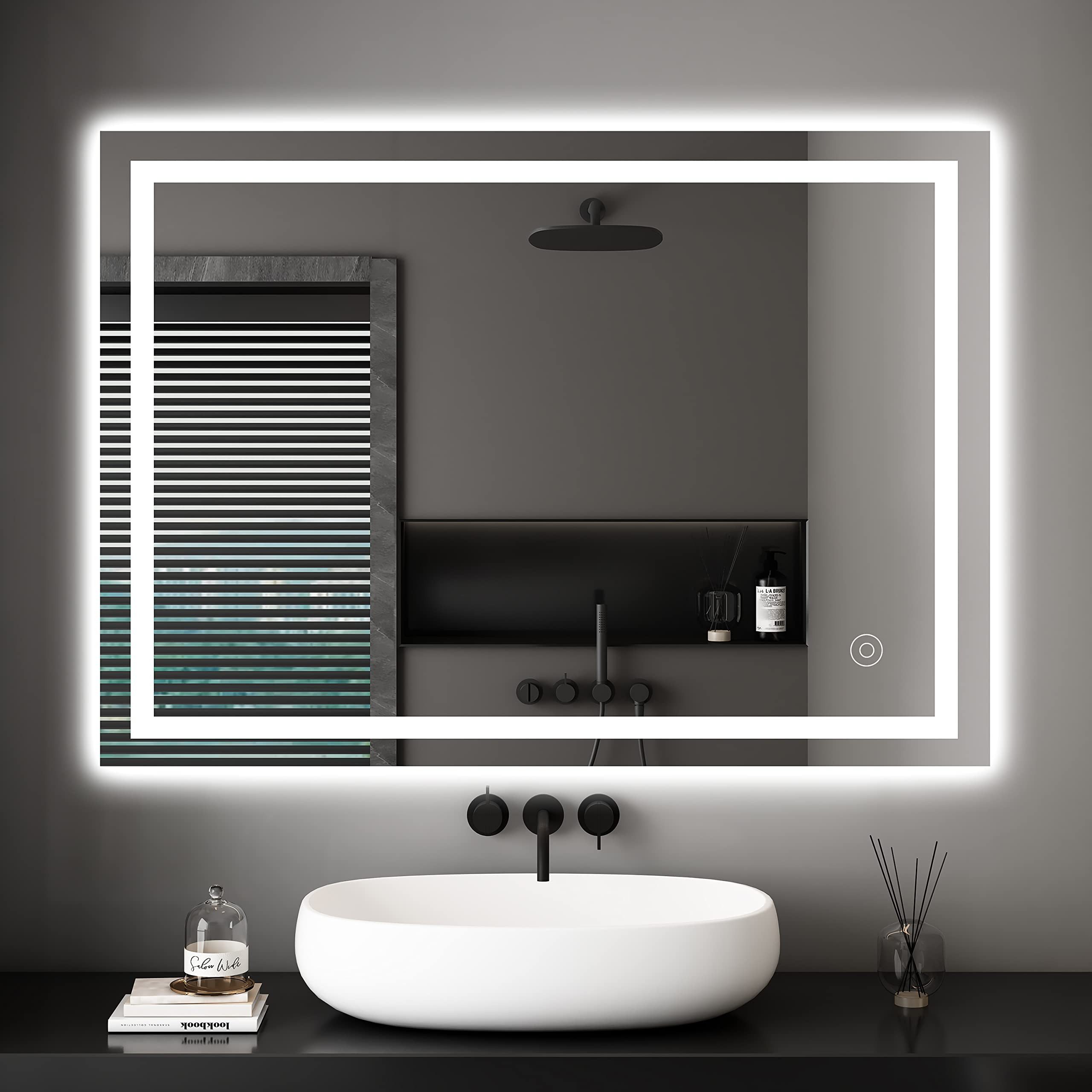 Dripex Badspiegel Badezimmerspiegel LED Wandspiegel mit Touch-Schalter, Beschlagfrei Kaltweiß 6400K Energiesparend