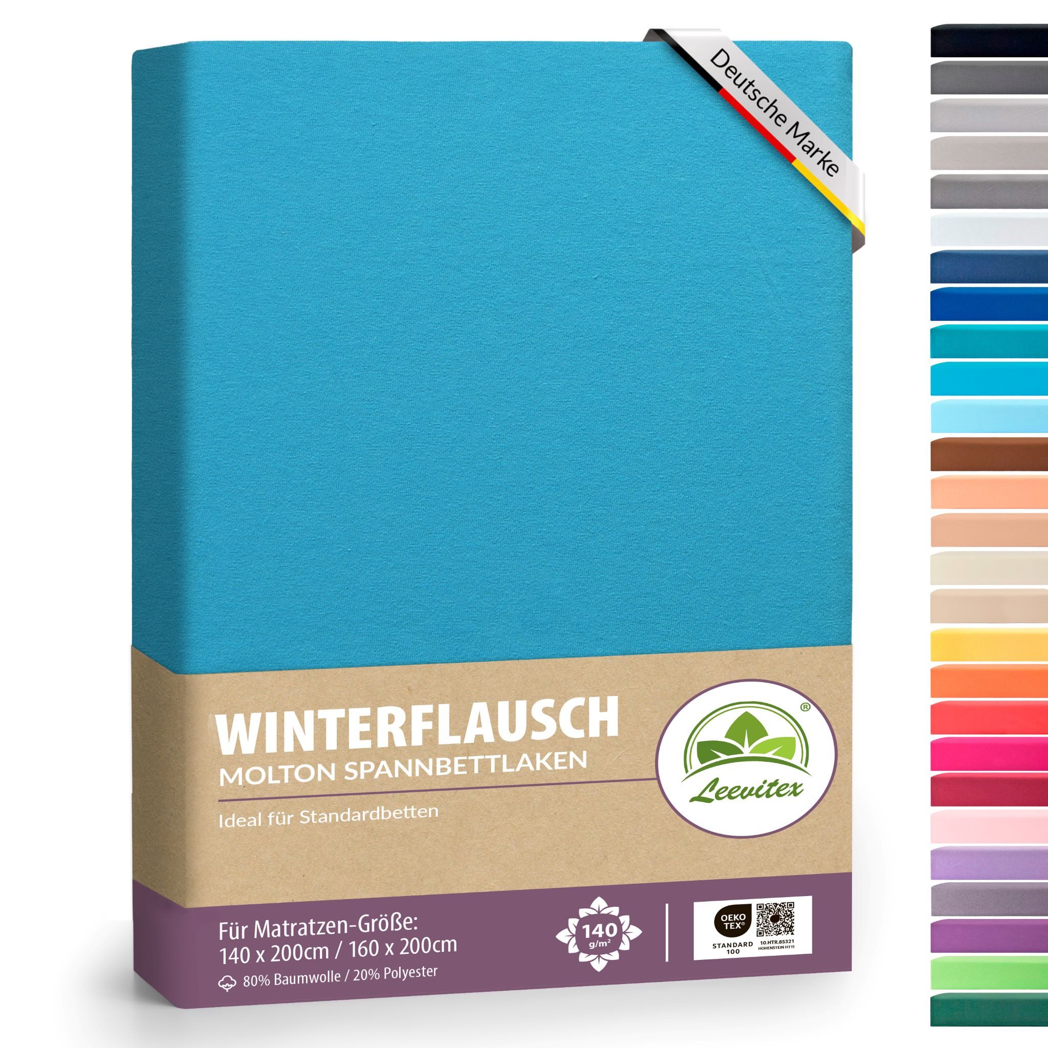 leevitex® Spannbettlaken für kalte Nächte – angenehm weich, passgenau, farbstark & pflegeleicht, Gummizug: Rundum