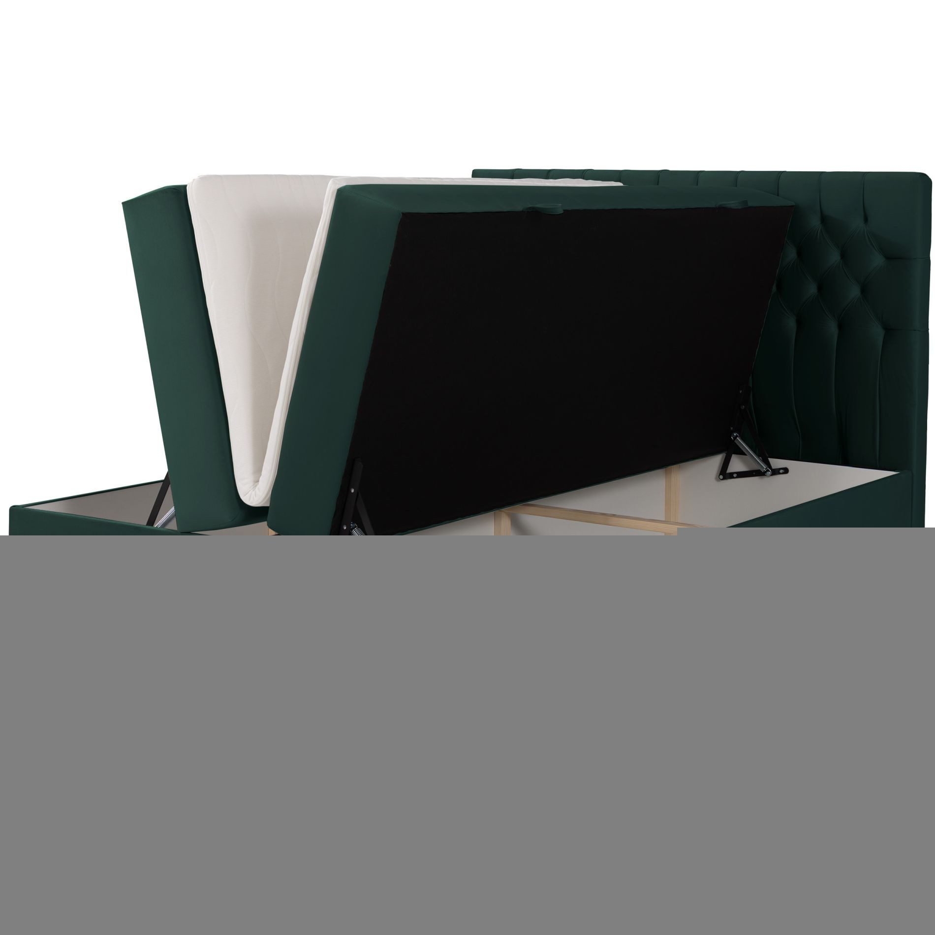 Selsey Boxbett DAISSY, Bett mit Kopfteil Matratze, Topper und Bettkasten, Velours
