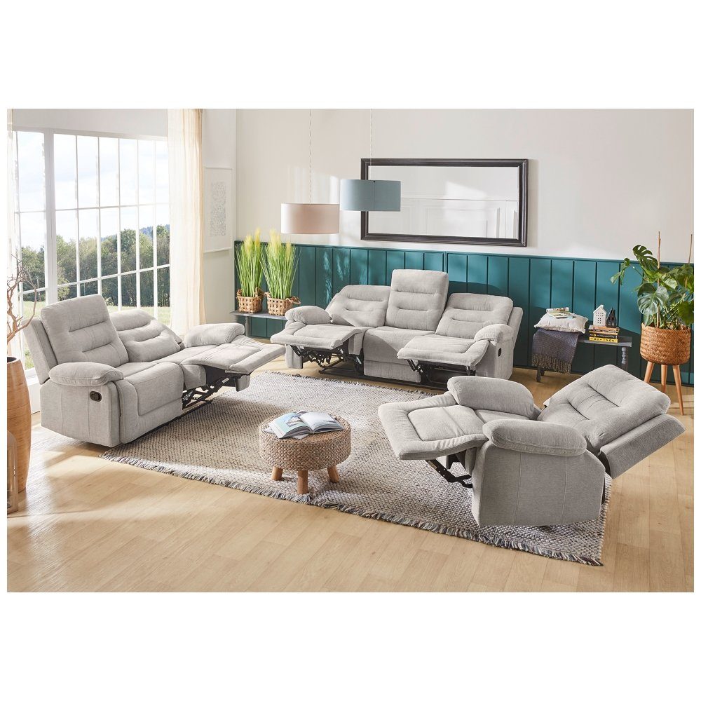 Procom Wohnlandschaft TV verstellbar Couchgarntiur grau 2 in Sitzer SYLT Sofa Couch Sessel