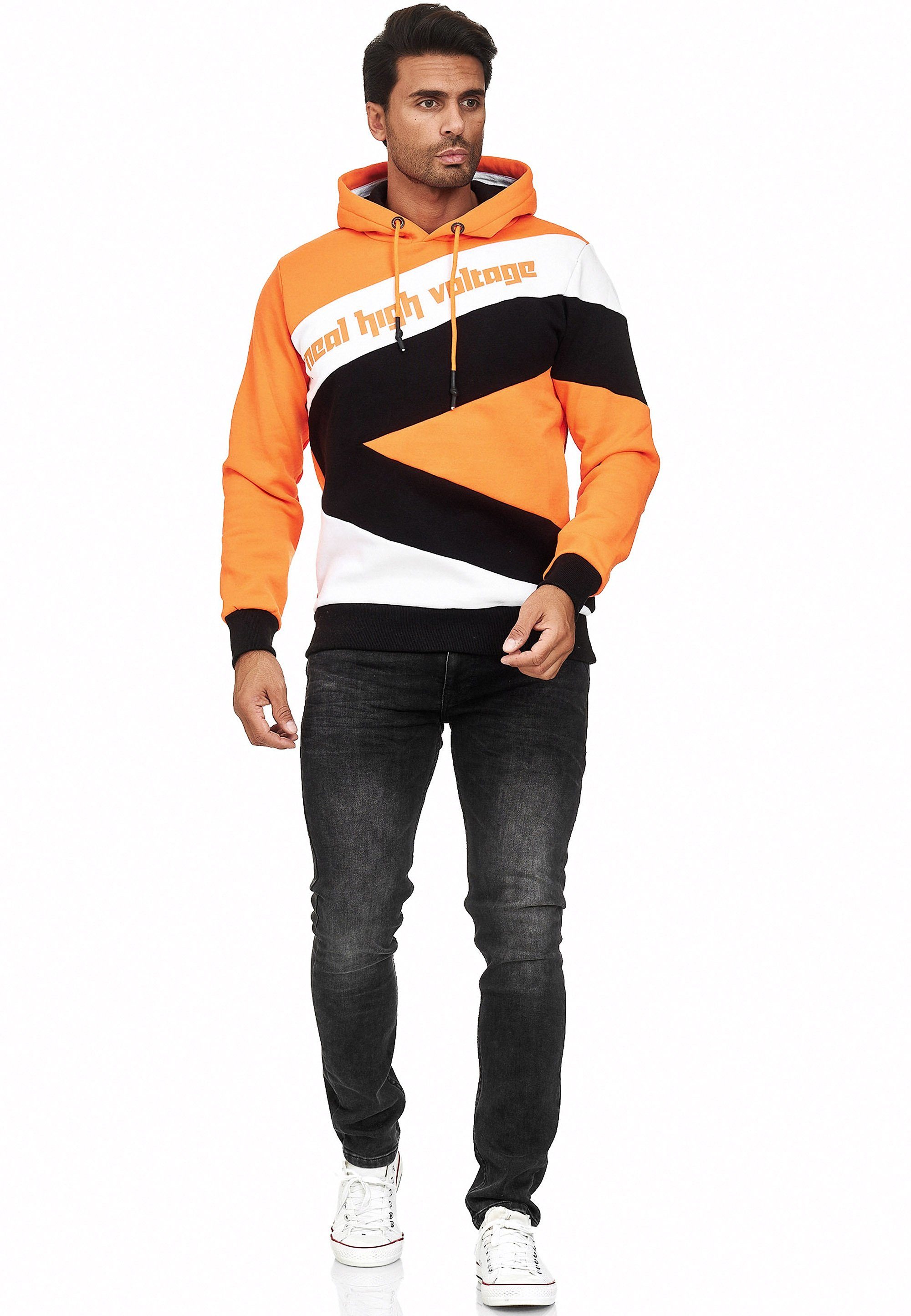 Kapuzensweatshirt Rusty orange-weiß sportlichem Neal in Design