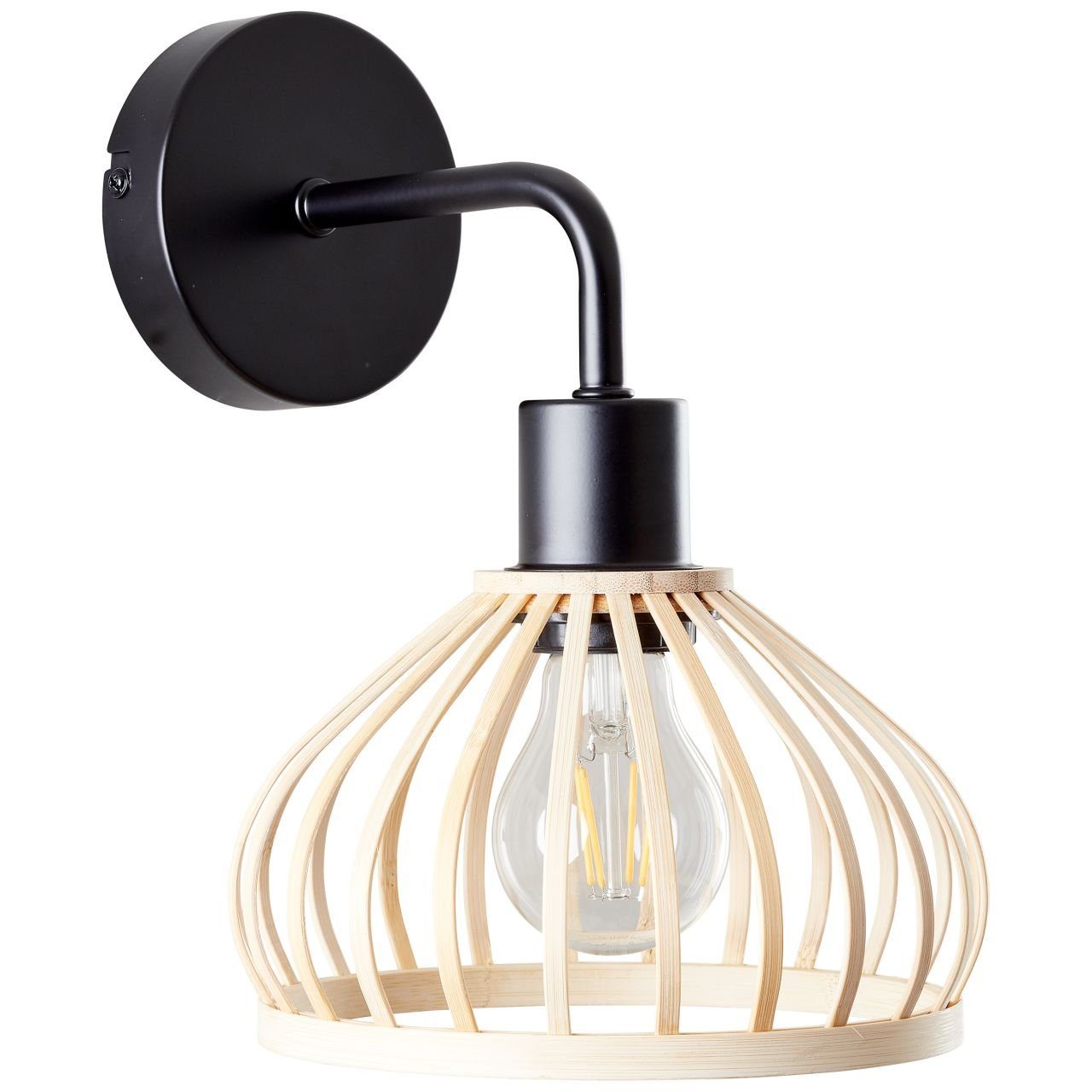 Brilliant Wandleuchte Norah, ohne Leuchtmittel, Wandlampe mit Bambusschirm - Nature Style - 27x19x23cm - E27 Fassung