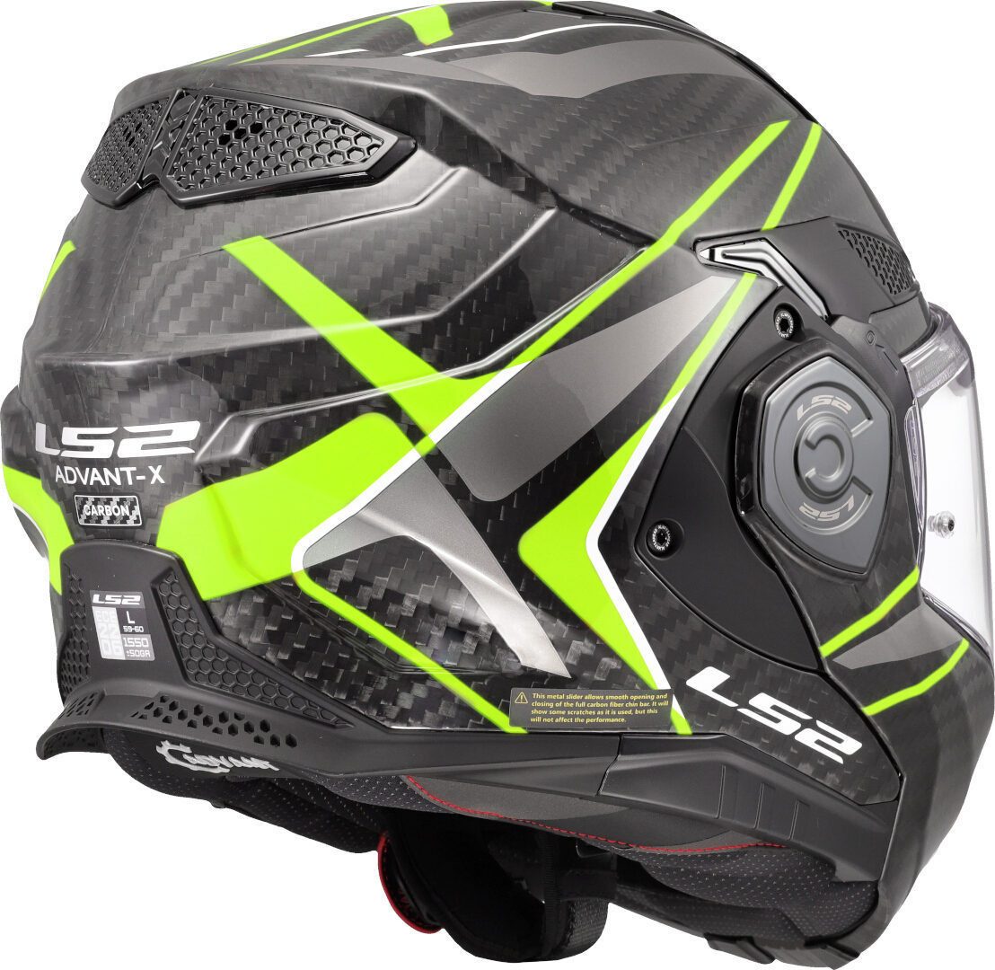 LS2 Motorradhelm FF901 Advant X Carbon Future II Klapphelm, vorbereitet für Kommunikationssystem,Notfallsystem-Polsterung (EQ