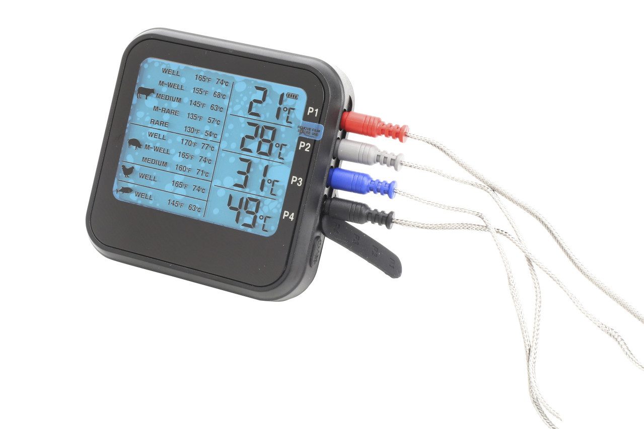 Primaster Grillthermometer Primaster BBQ-Thermometer mit 4 Temperaturfühler