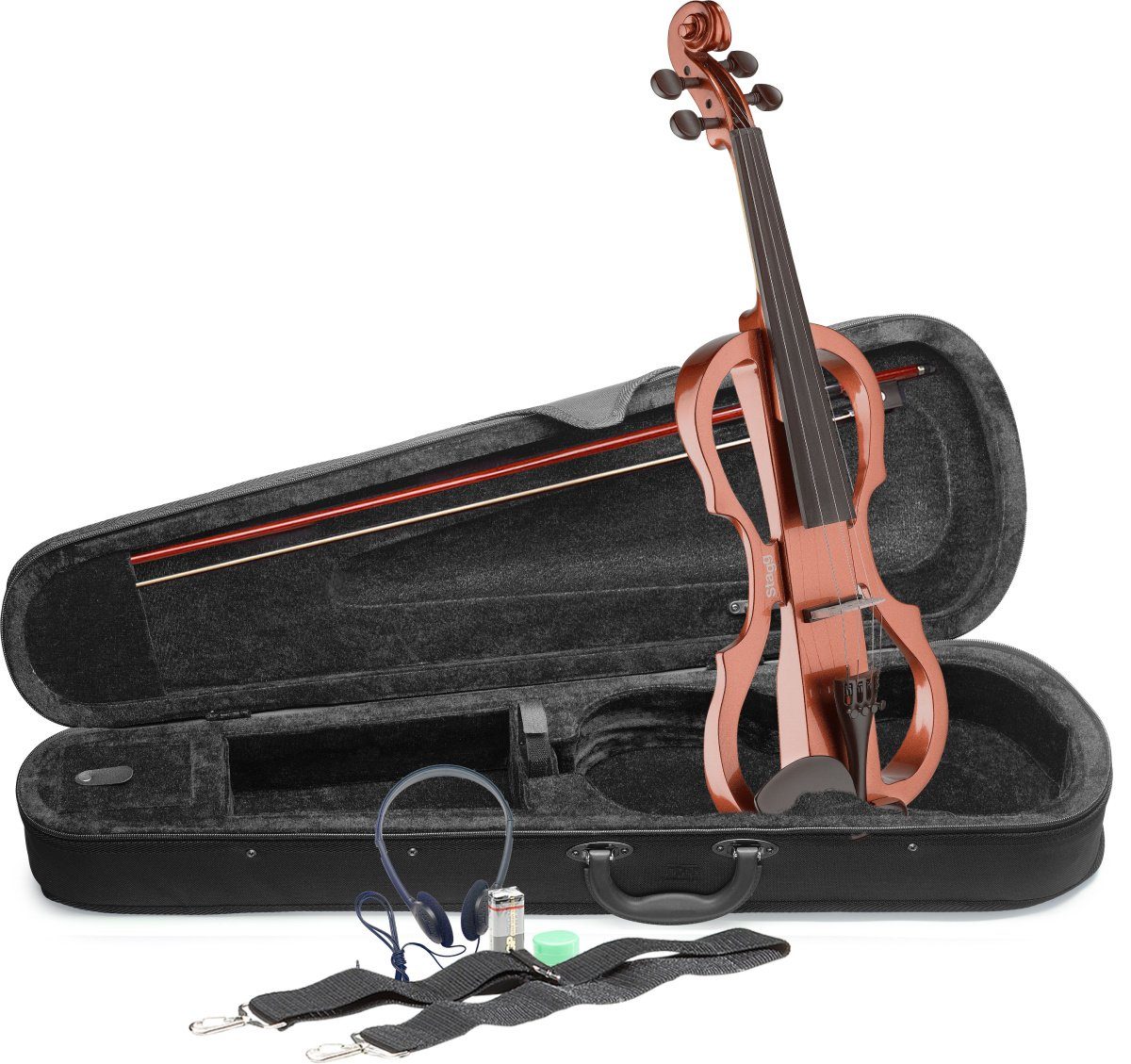 E-Violine EVN X-4/4 VBR 4/4 E-Violin Set mit Violinburst Violine, Softcase un...