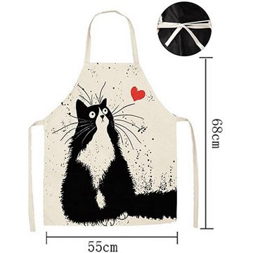 Fivejoy Kochschürze Cartoon Schürze Küchenschürze für Frauen Männer Katzen Mode Schürzen, (1-tlg), Lustige Schürze