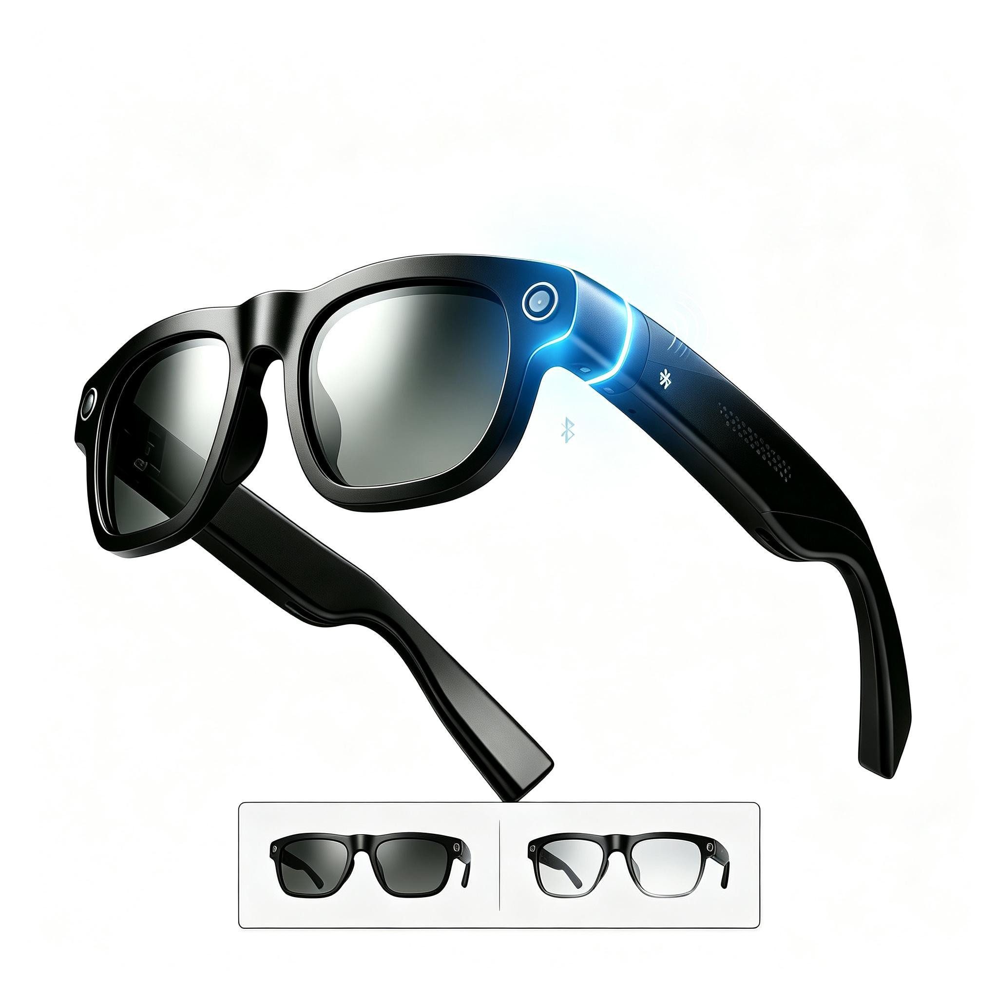Toomoke Smart Glasses, AI-Smart-Brille mit 8MP-Kamera Bluetooth-Soundbrille (Intelligente Bluetooth Brille mit KI Sprachassistent)